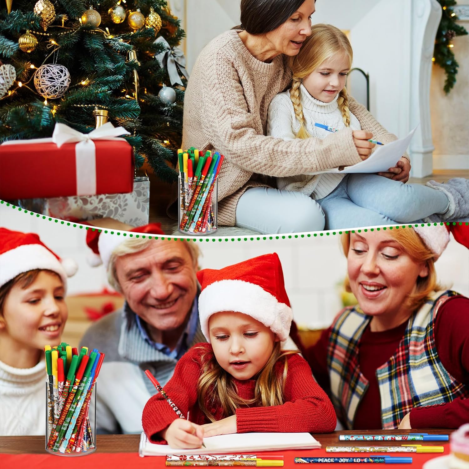 Funrous 200 bolígrafos de Navidad a granel para adultos y niños, novedosos bolígrafos de Navidad para niños y adultos, escuela, oficina, hogar,
