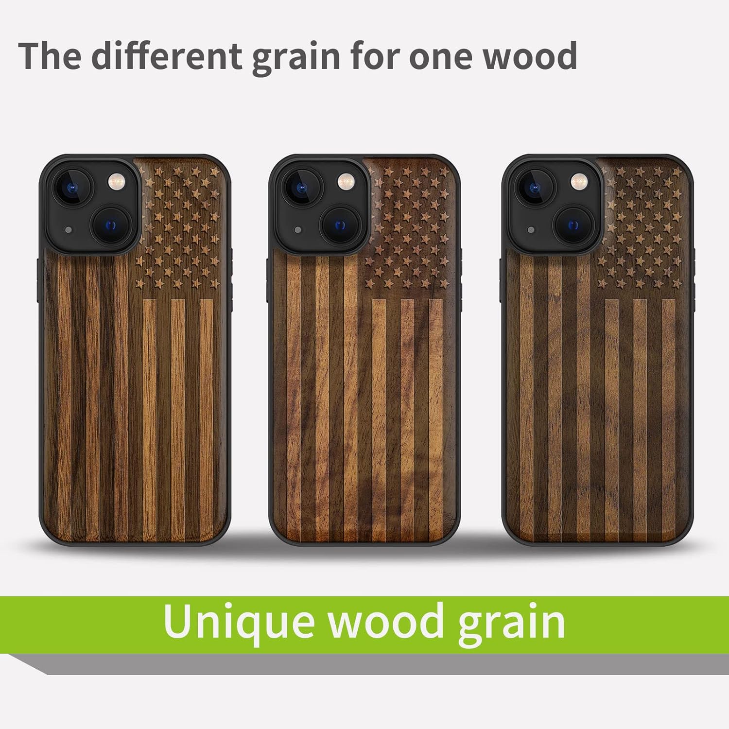 Carveit Funda magnética de madera para iPhone 13 Mini madera real dura y TPU suave a prueba de golpes, funda protectora híbrida única y elegante de