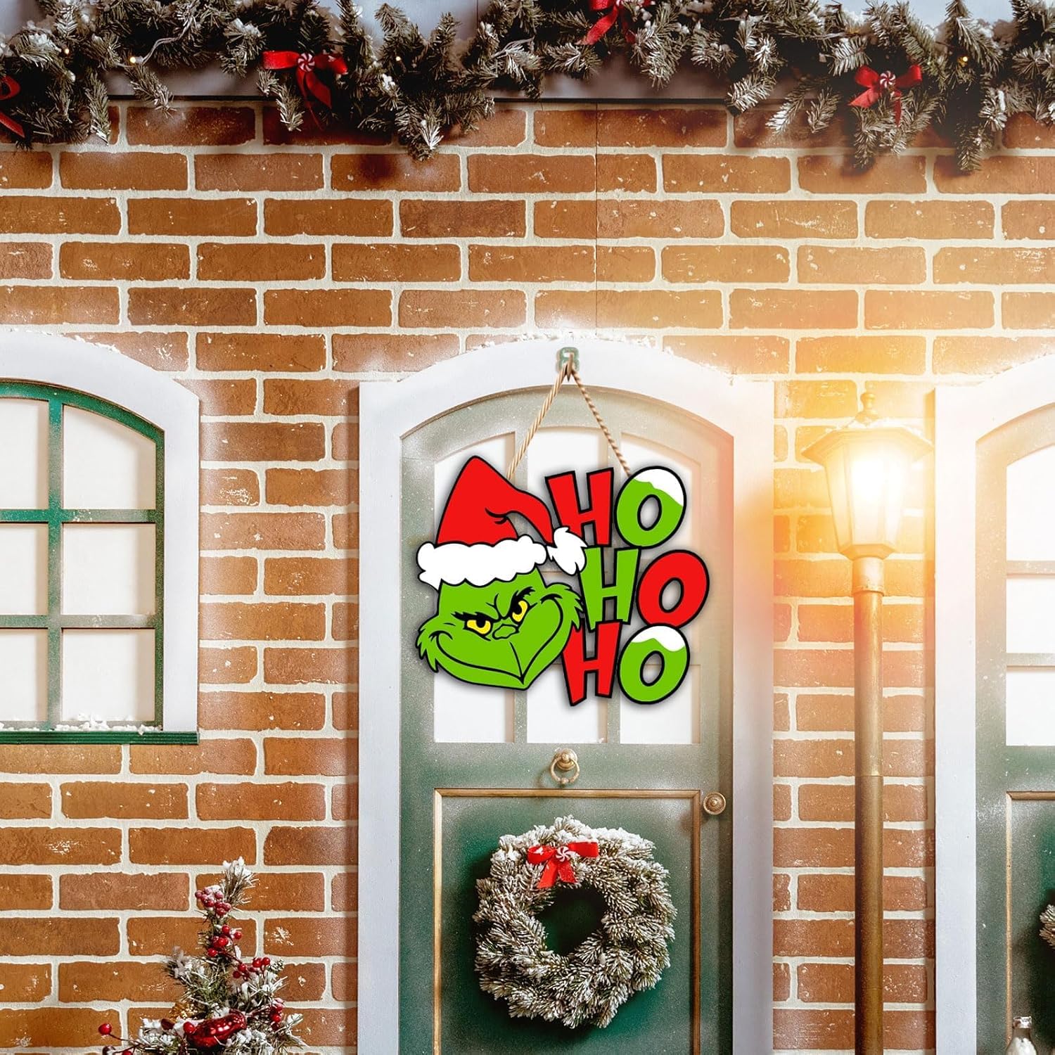 2 letreros de Navidad para puerta, letreros colgantes de madera de Navidad, placa de madera, decoración de puerta de madera, letreros colgantes para