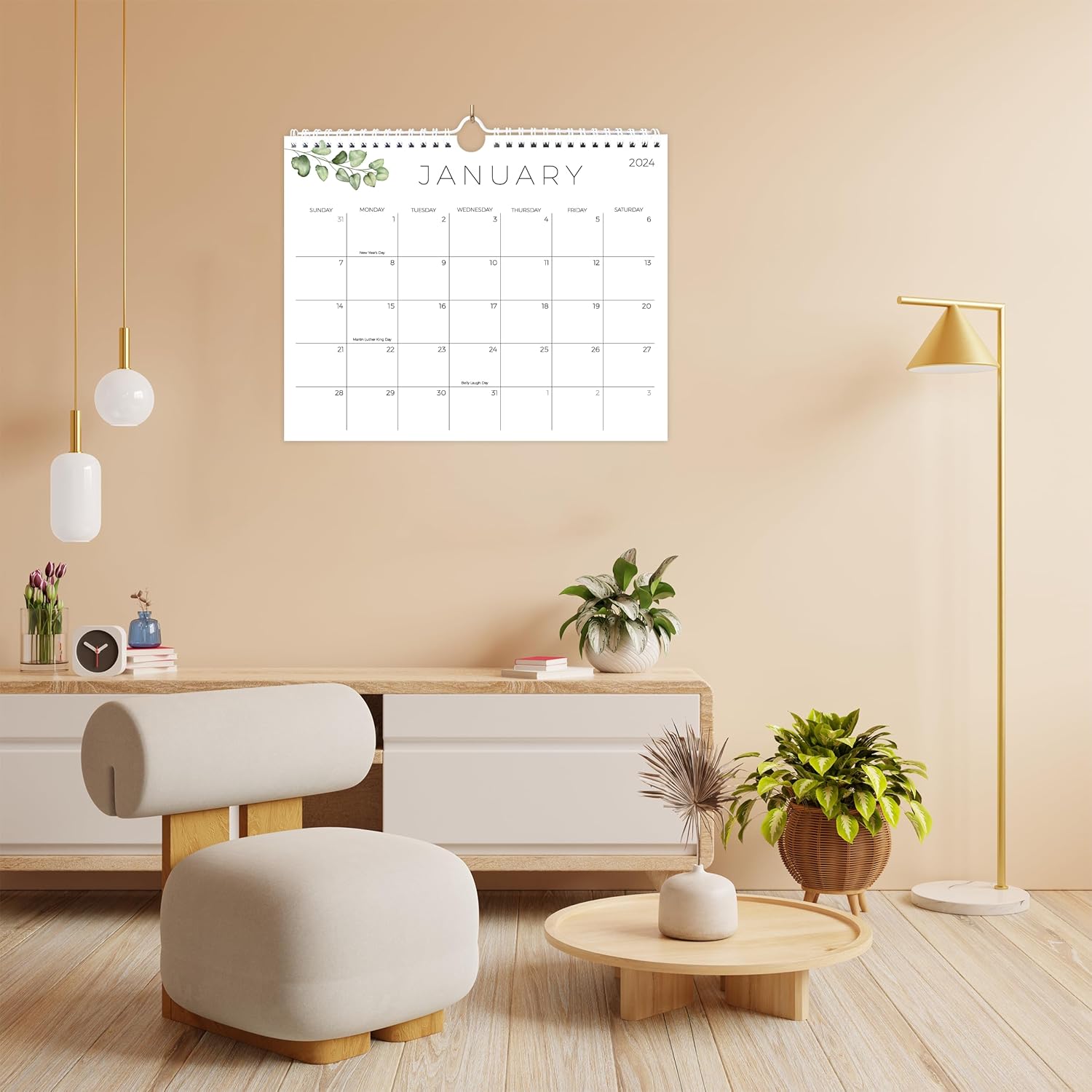Calendario de pared 2024-2025. Calendario de pared de enero de 2024 a junio de 2025. Calendario mensual de 11.5 x 14 pulgadas, calendario estético