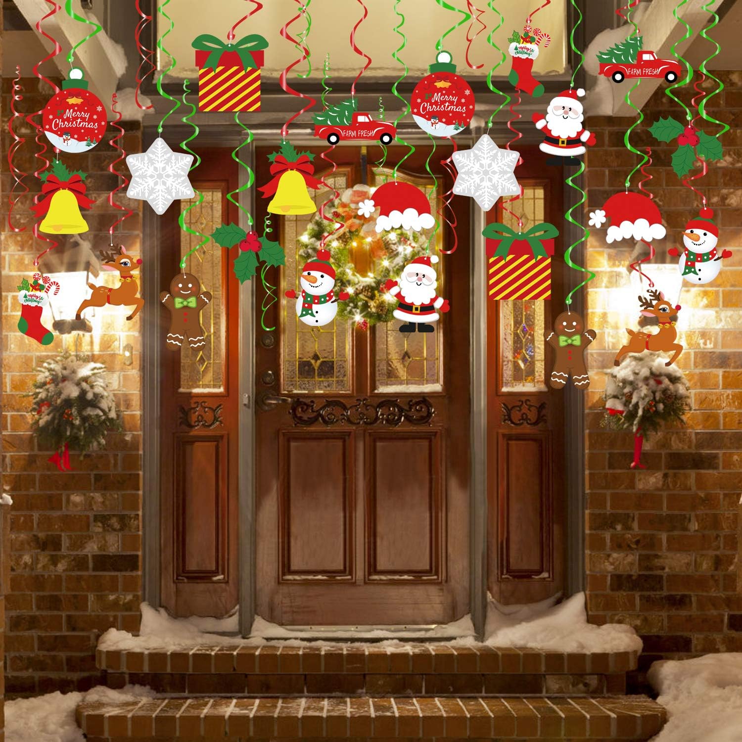 Tifeson Decoraciones de remolinos colgantes de Navidad, 36 serpentinas colgantes de techo de Navidad, remolinos de copo de nieve para el hogar,