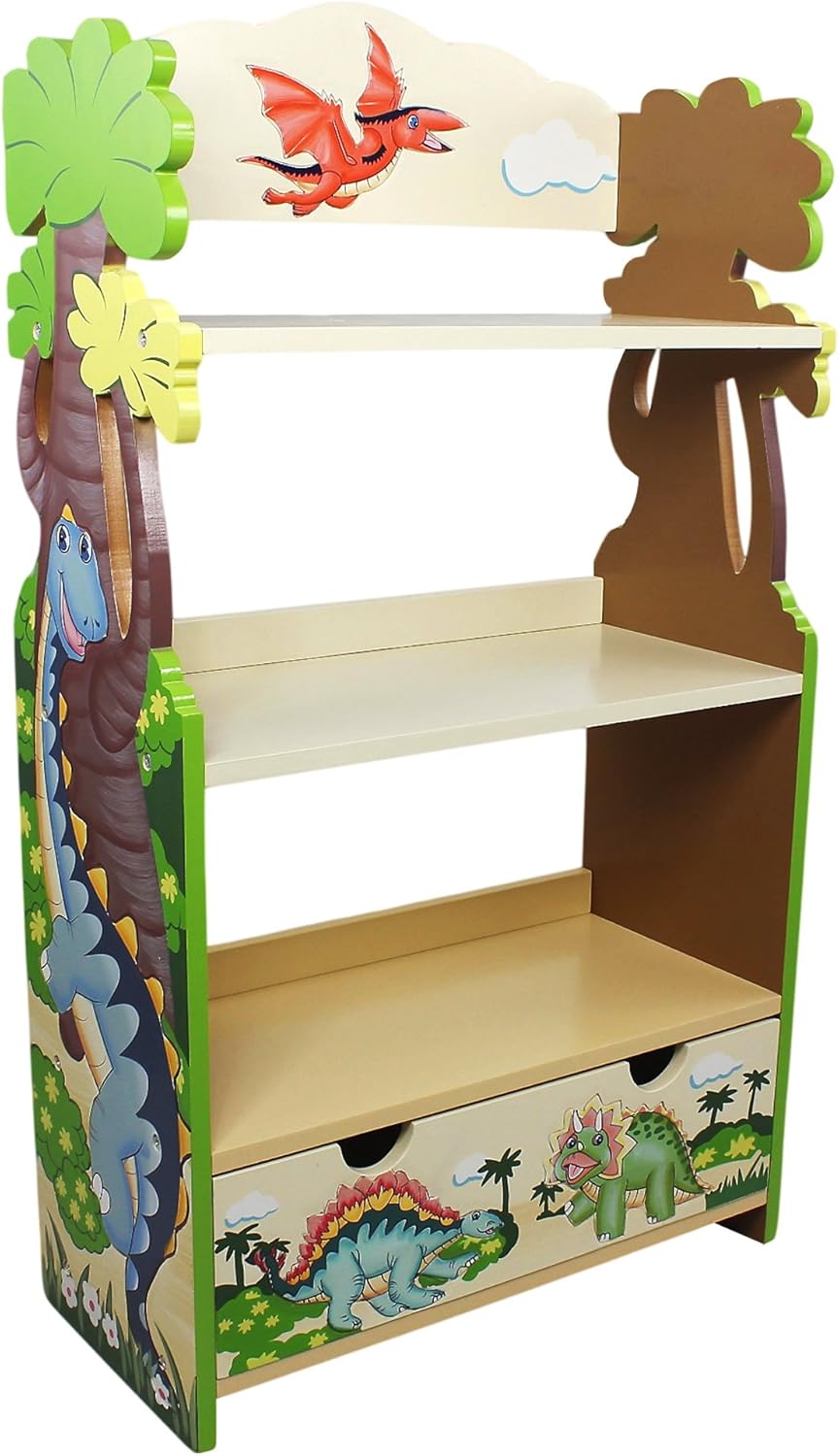 Estante de madera Fantasy Fields, diseño de grietas, color rosado para niños, Reino de dinosaurios, Multicolor