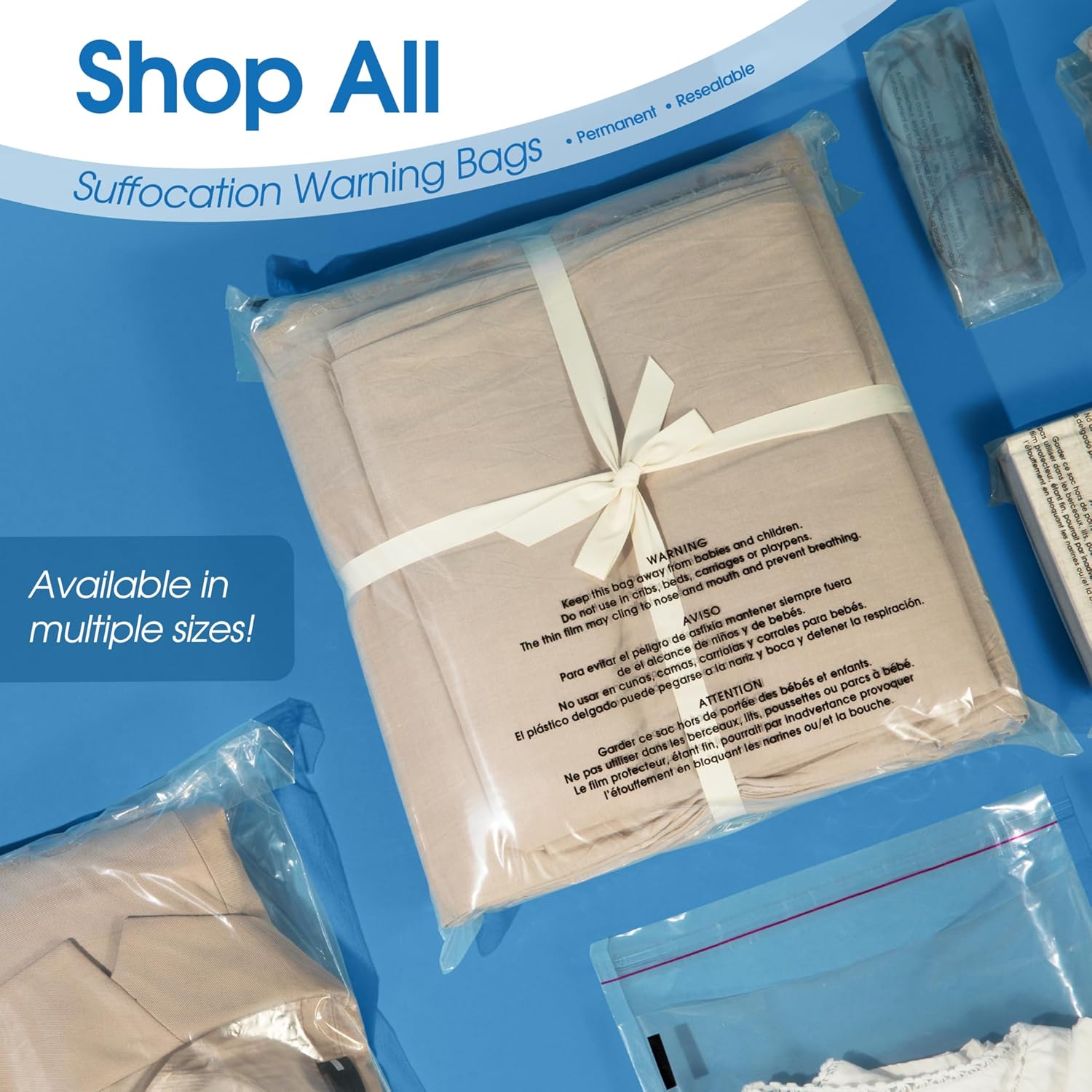 Spartan Industrial – Bolsas de polietileno transparente autosellantes de 10 x 15 pulgadas (200 unidades) con advertencia de asfixia para embalaje,