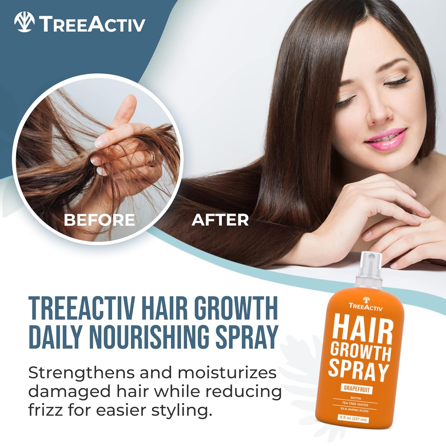 TreeActiv Spray nutritivo diario para el crecimiento del cabello, 8 onzas, crecimiento del cabello para mujeres y hombres, aerosol de biotina para