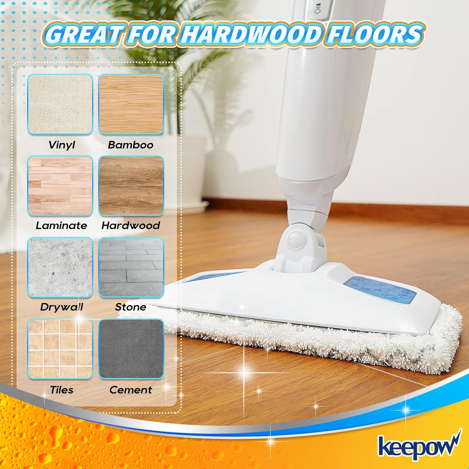 KEEPOW Steam Mop Replacement Pads 2 Pack Compatible with Bissell Powerfresh Steam Mop 1940 1544 1440 Series, Model 1544A, 2075A, 1806, 1940W, 19404,