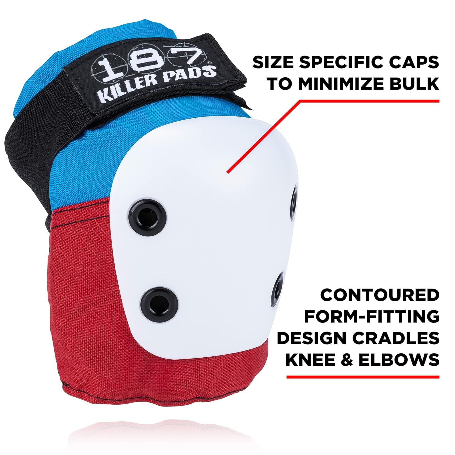 187 Killer Pads Paquete combinado de rodilleras, coderas, rojoblancoazul, talla XS