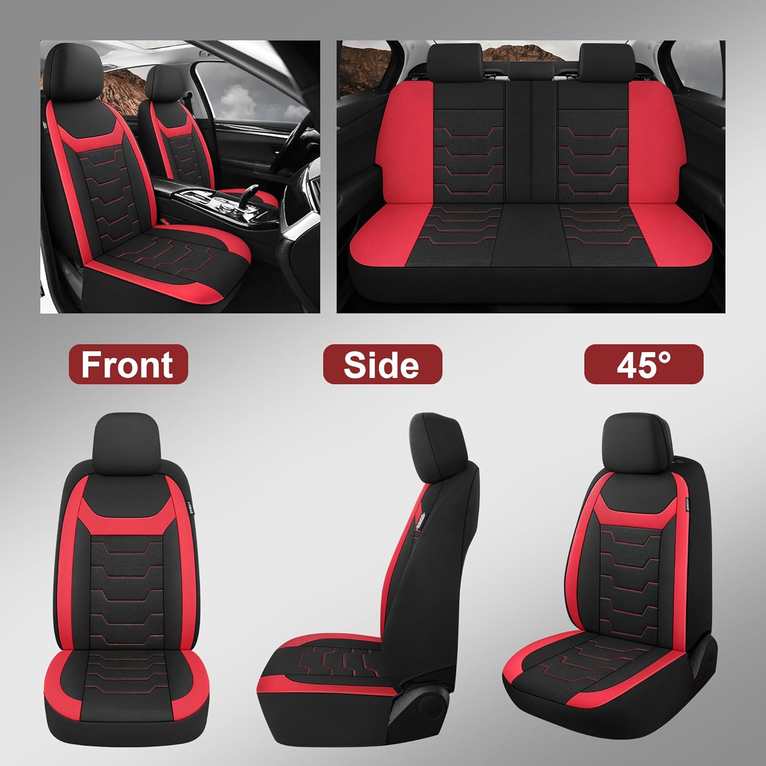 CAROMOP Funda transpirable para asiento de automóvil, 2 asientos delanteros, fundas de asiento de tela de malla de aire 3D para automóviles, ajuste