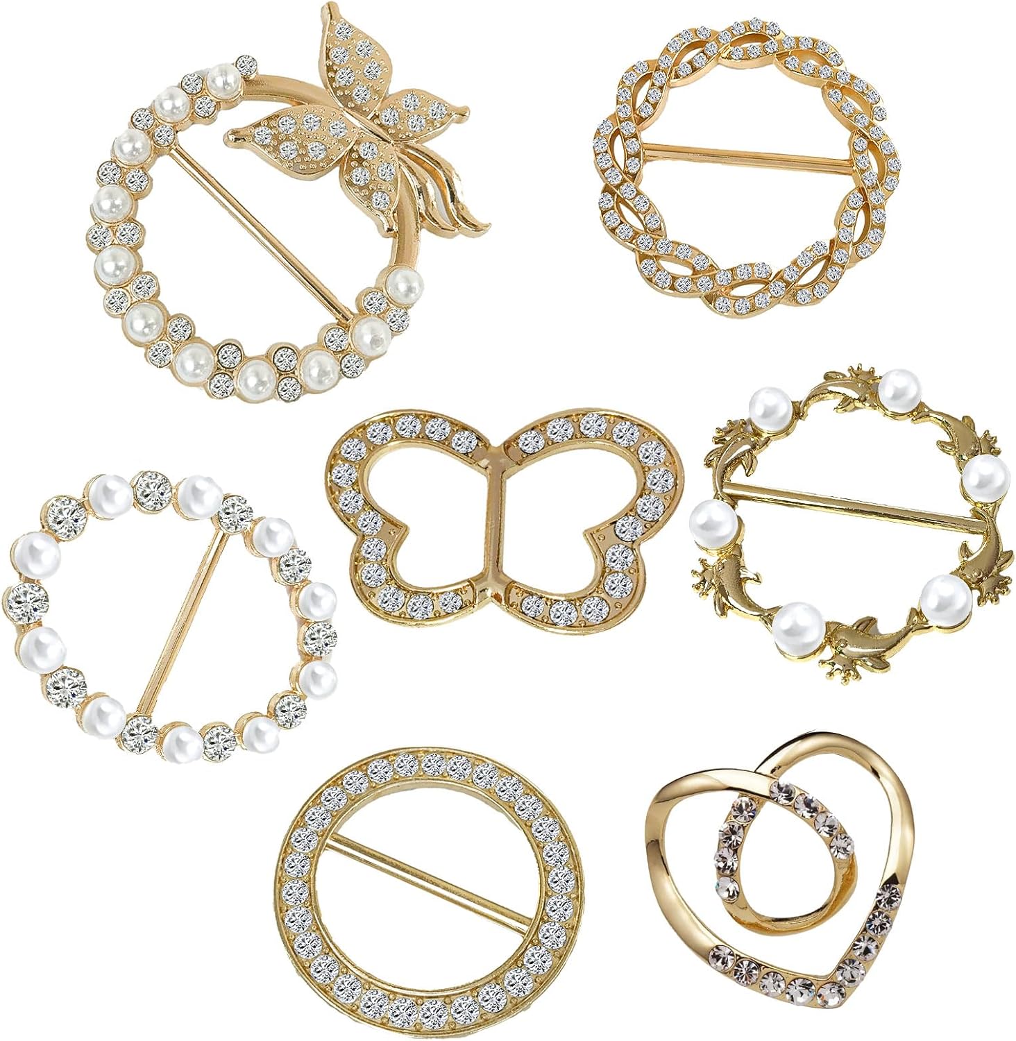 Juego de 7 hebillas de camiseta para mujer, anillo de bufanda, hebillas de cinturón para mujer, hebillas redondas para bufanda, clips para camisetas
