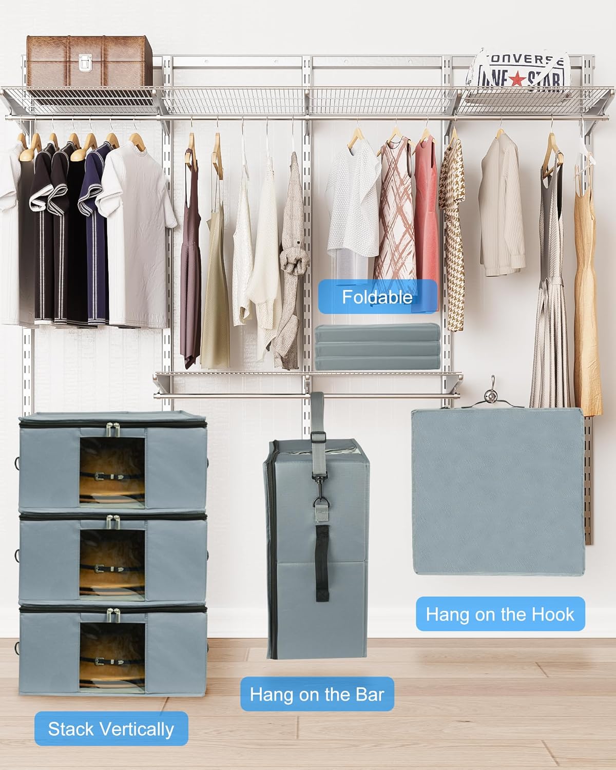 Allgawise Caja de almacenamiento para sombreros, contenedor apilable mejorado para organizar sombreros, contenedor para armario, caja de viaje