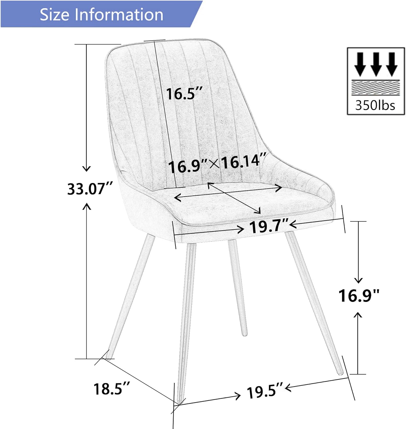 Alunaune Juego de 2 sillas de comedor modernas, tapizadas, de mediados de siglo, sin brazos, para ocio, sala de estar, silla auxiliar de escritorio