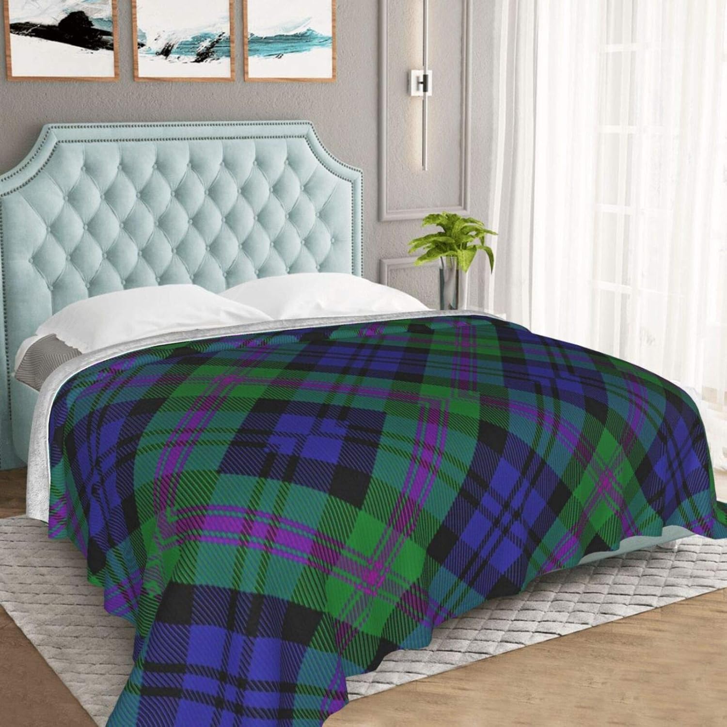 Manta de franela escocesa estilo Clan Baird de tartán, reversible, ultra suave y esponjosa, para sofá, cama y sala de estar