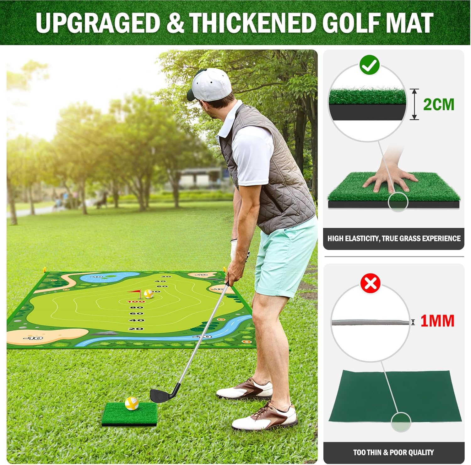 Juego de astillado de golf, tapete de entrenamiento de golf para adultos, familia, niños, interiores y exteriores, juguetes de patio trasero