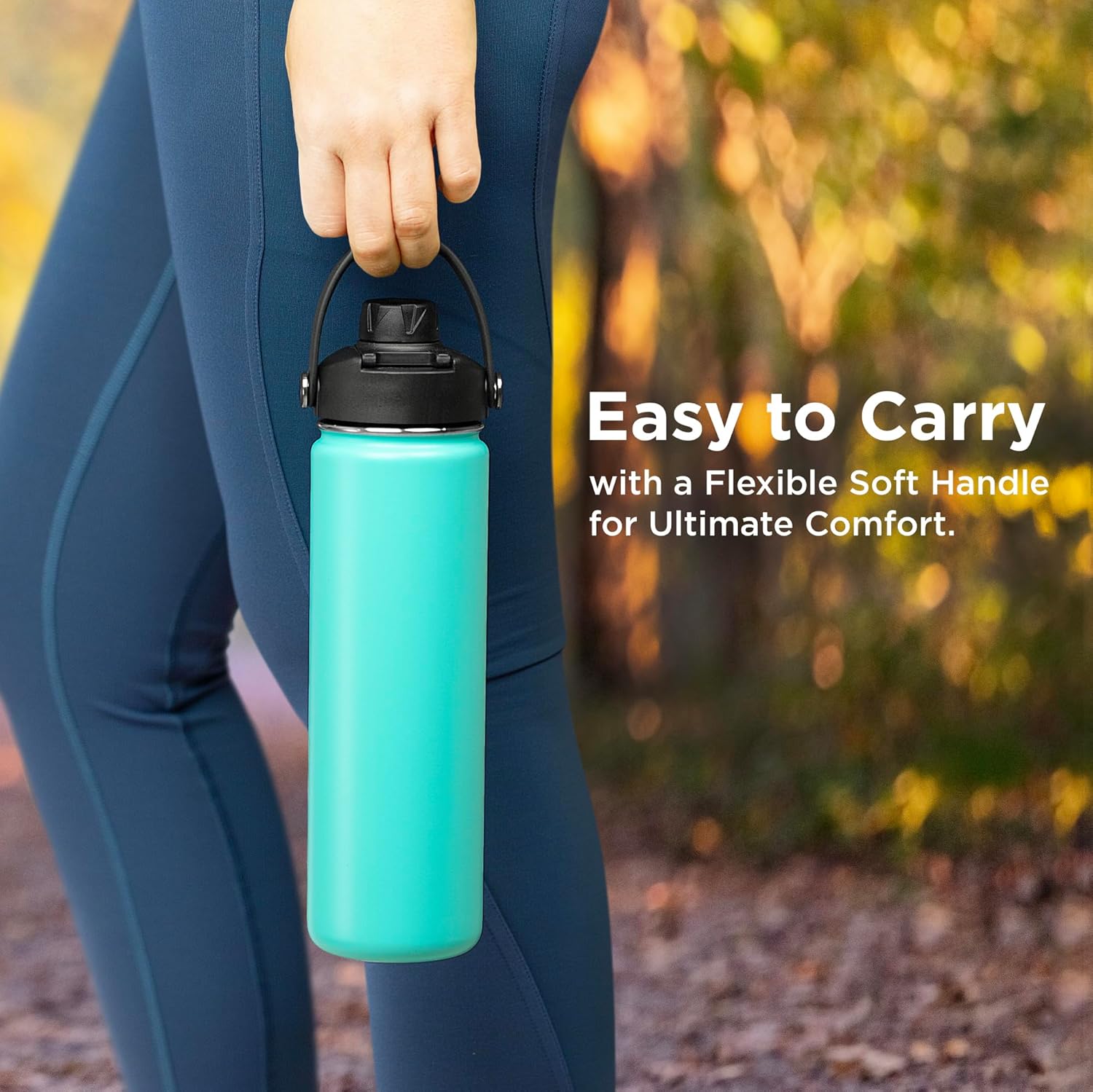 Botella de agua de acero inoxidable con aislamiento térmico y frío, botellas de gimnasio duraderas a prueba de fugas para hombres, mujeres y niños,