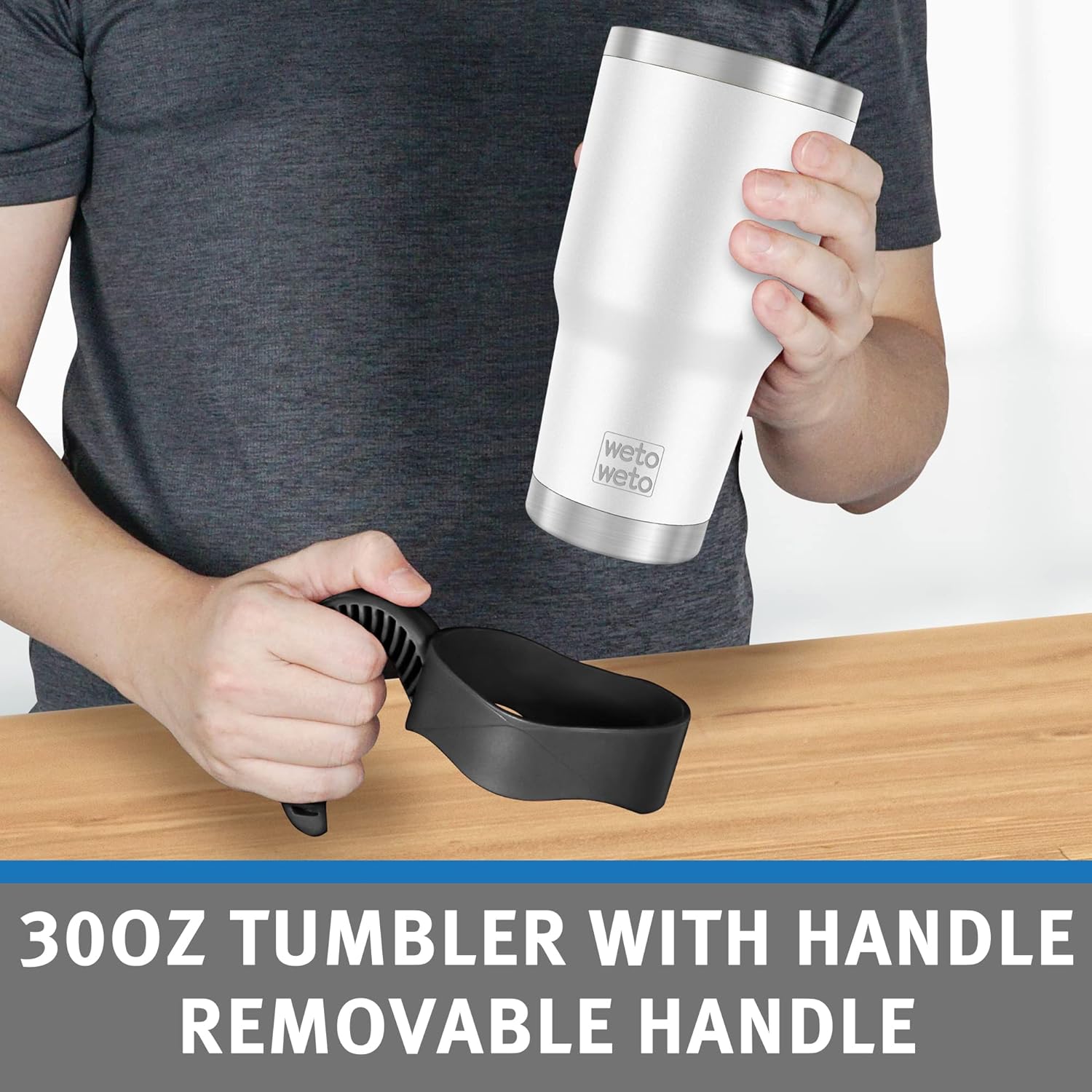 WETOWETO Vaso de acero inoxidable de 30 onzas, vaso de café aislado con 2 tapas y 2 popotes, taza de café de viaje de doble pared para bebidas frías