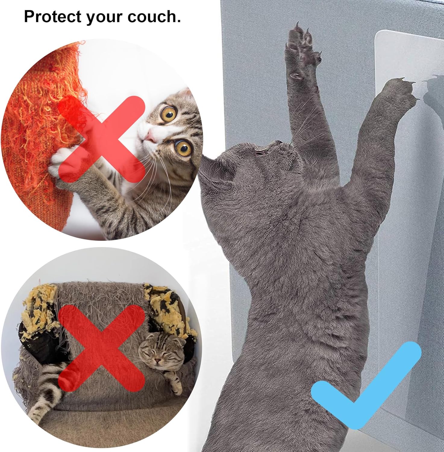Fumwase Protector de puerta contra arañazos de perros, sin residuos, protector de muebles de gato, protector de muebles recortable, antiarañazos,