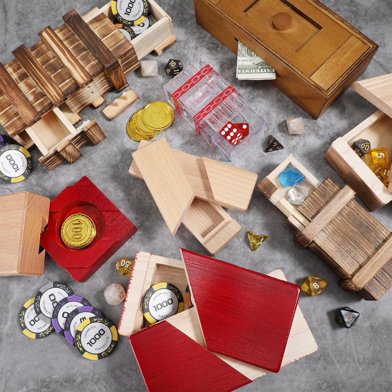 Hanaive Caja de rompecabezas de 8 piezas con compartimento oculto para adultos, caja de rompecabezas 3D para regalo de dinero, caja de rompecabezas