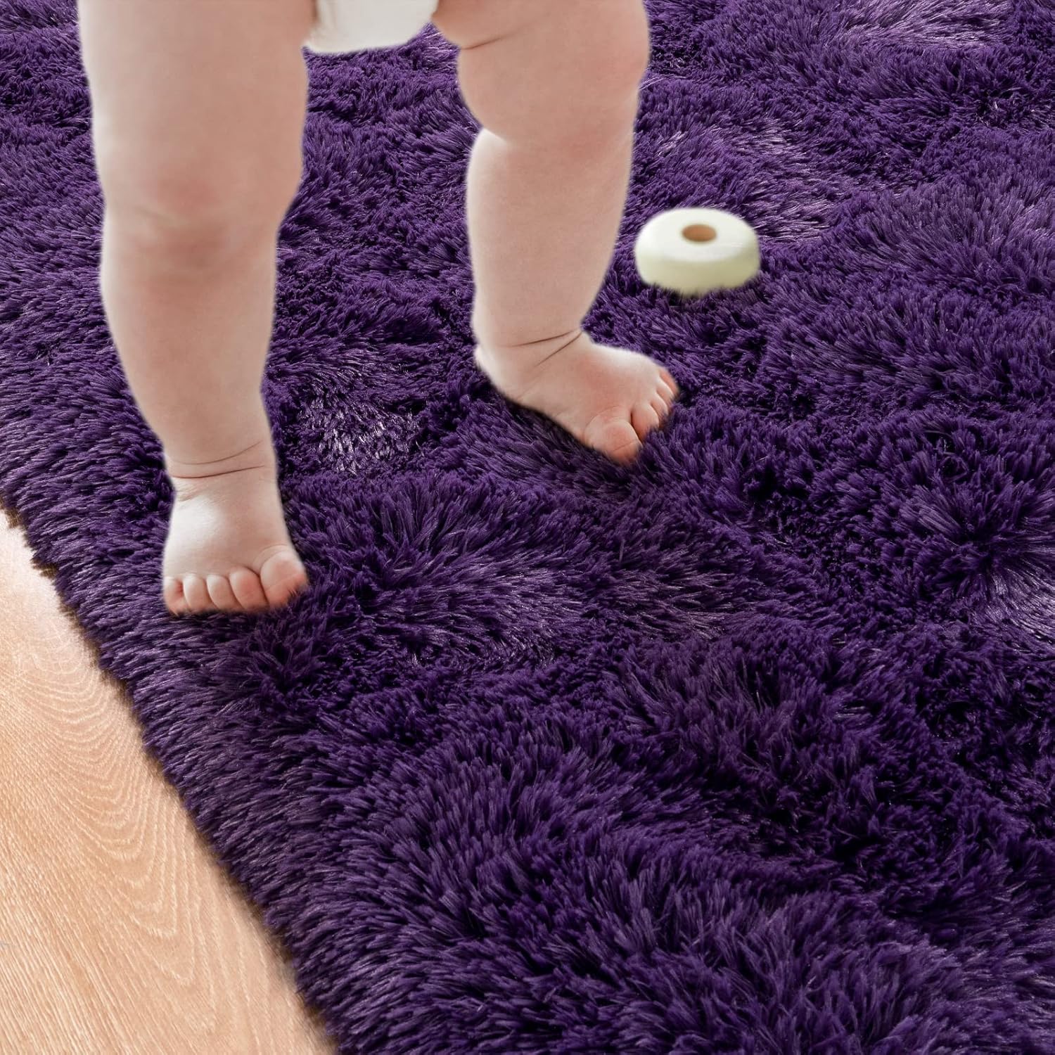 Alfombra de pasillo esponjosa para dormitorio, sala de estar, 2 x 6 pies, color morado oscuro, alfombra suave y mullida para mesita de noche,
