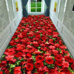Alfombras de pasillo con estampado de rosas rojas de 2.6 x 7 pies, alfombras antideslizantes para pasillo y sala de estar, alfombra de corredor de Alfombras de pasillo con estampado de rosas rojas de 2.6 x 7 pies, alfombras antideslizantes para pasillo y sala de estar, alfombra de corredor de