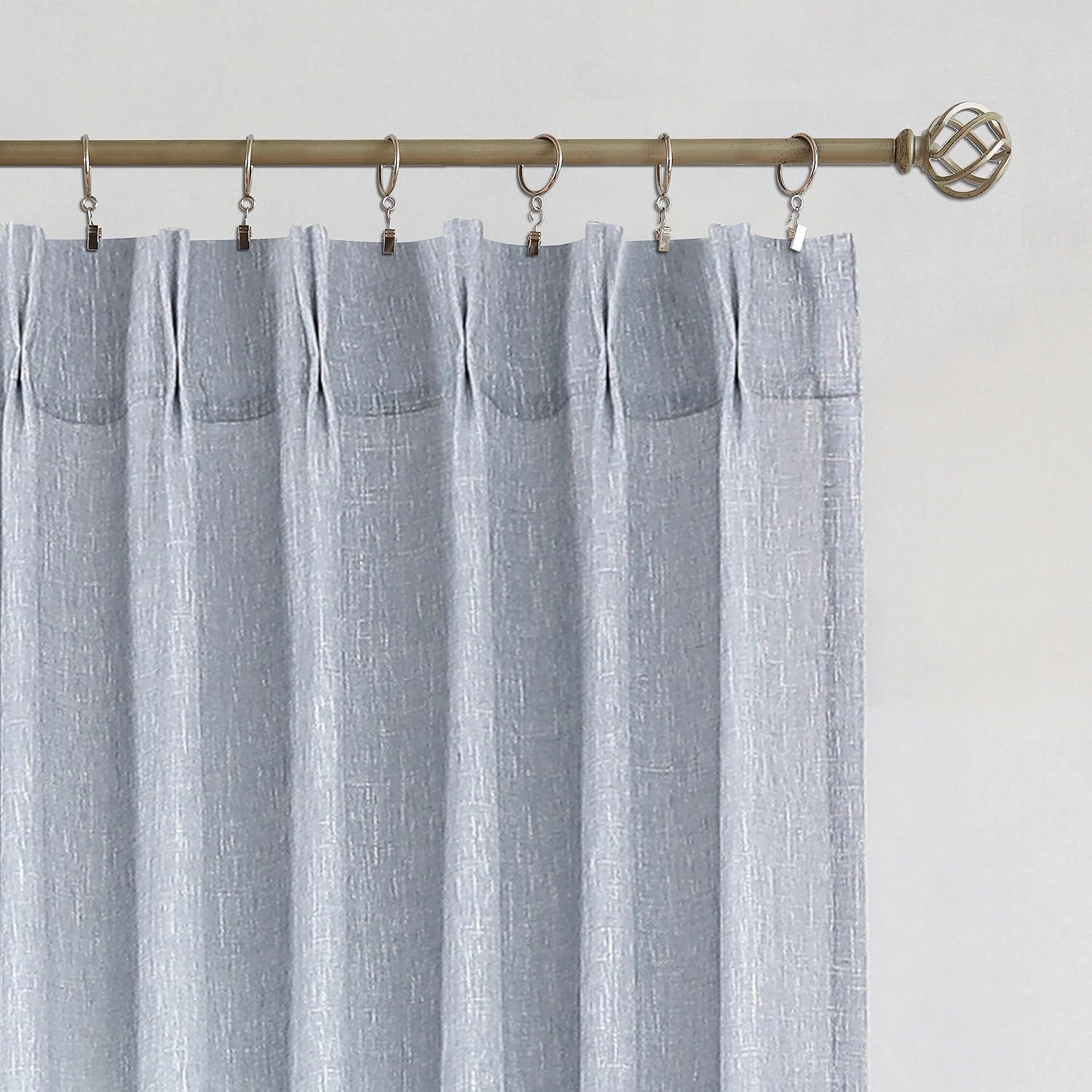 Vision Home Cortinas plisadas azules filtrantes de luz con textura, 108 pulgadas, para sala de estar, dormitorio, mezcla de rayón azul cambray,