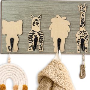 Jirafa Safari – Ganchos de pared de madera para niños, para colgar decoración de dormitorio de bebé, baño (jirafa) Jirafa Safari – Ganchos de pared de madera para niños, para colgar decoración de dormitorio de bebé, baño (jirafa)