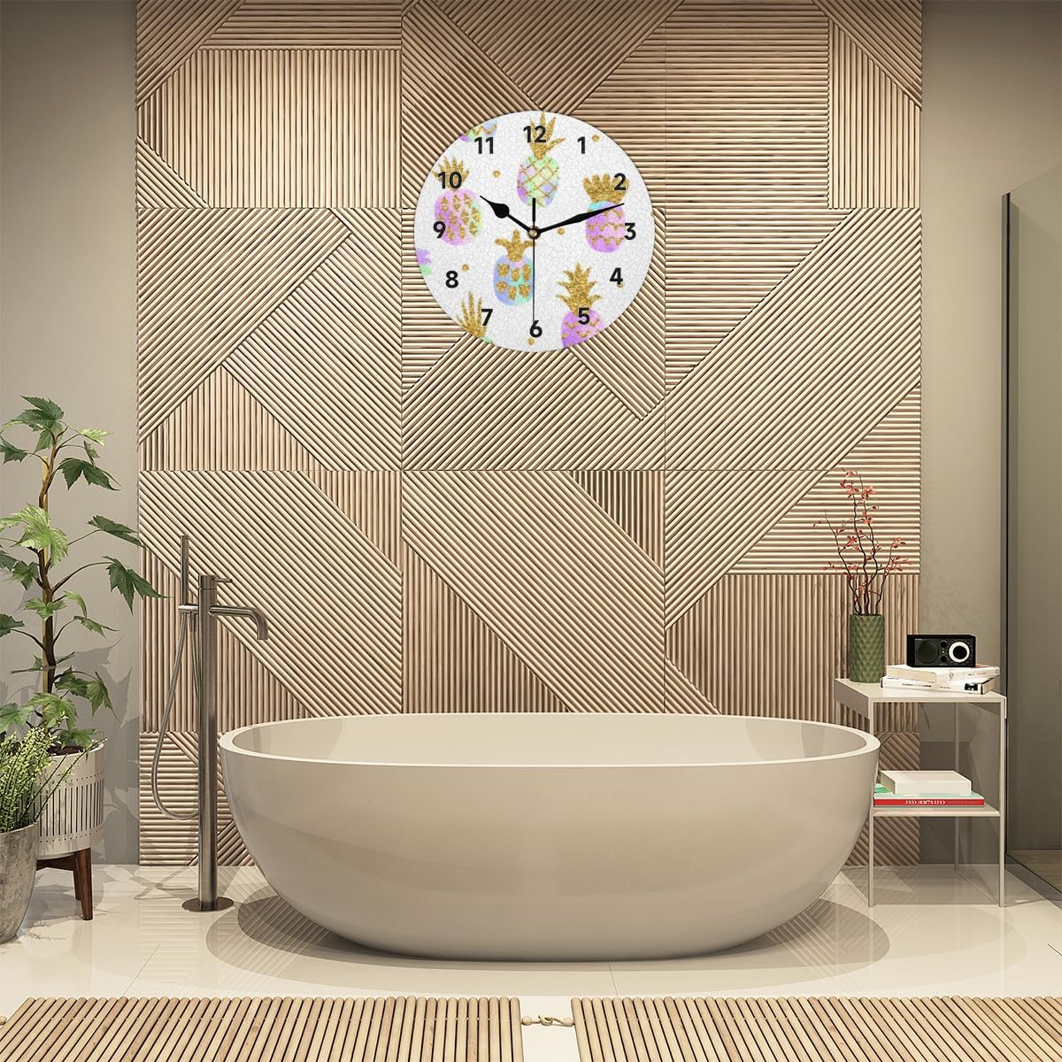Reloj de pared de piña degradado dorado con pilas, silencioso, sin tictac, moderno, para sala de estar, hogar, oficina, dormitorio, cocina, reloj de