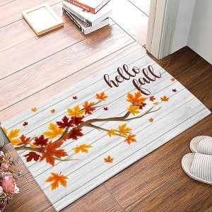 Hello Fall Indoor Bath Mat, Anti-Slip Machine Washable Entry Rug Easy Clean Welcome Mat Floor Mat for Inside Home Decoration Maple Leaves Vintage Hello Fall Indoor Bath Mat, Anti-Slip Machine Washable Entry Rug Easy Clean Welcome Mat Floor Mat for Inside Home Decoration Maple Leaves Vintage