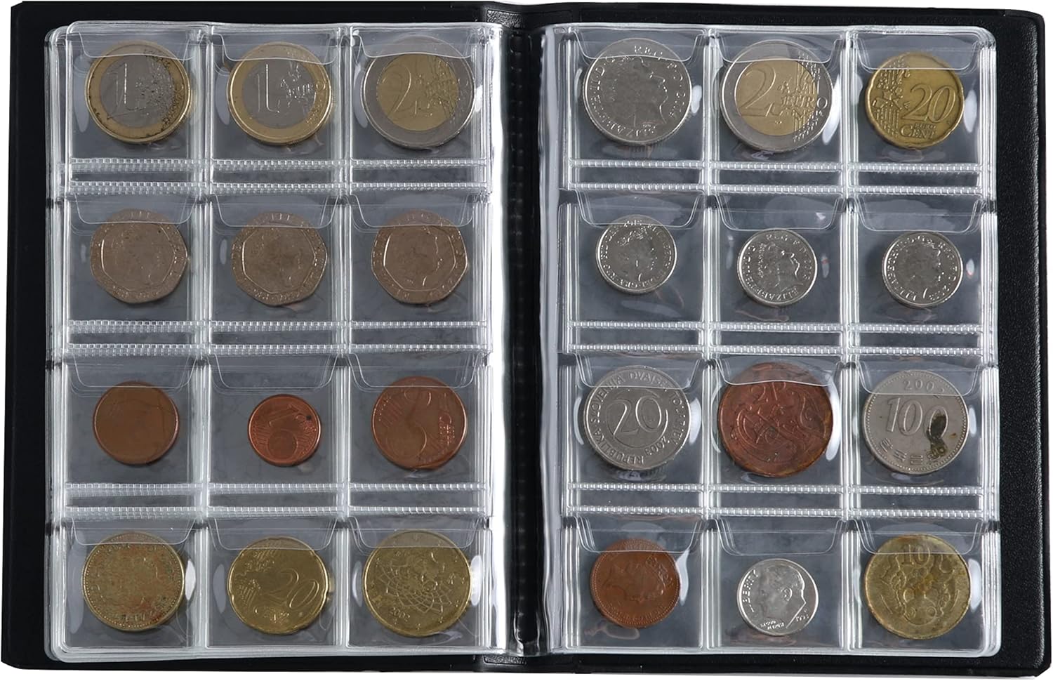 Álbum de colección de monedas, 120 bolsillos, 1.2 x 1.2 pulgadas, soporte para monedas, álbum de almacenamiento de monedas, bolsillo para