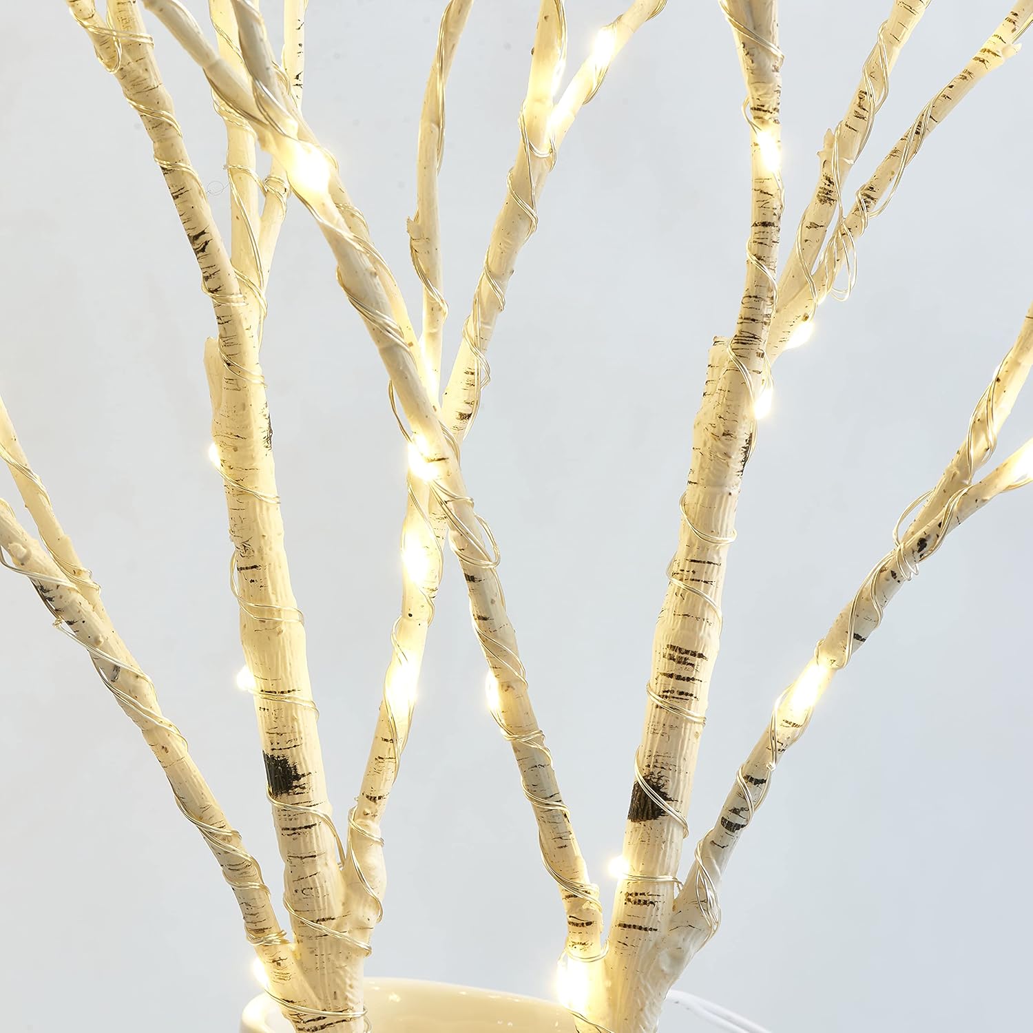 Birchlitland Ramas de abedul iluminadas con temporizador, funciona con pilas, 18 pulgadas, 70 L, luces LED blancas cálidas, luces decorativas