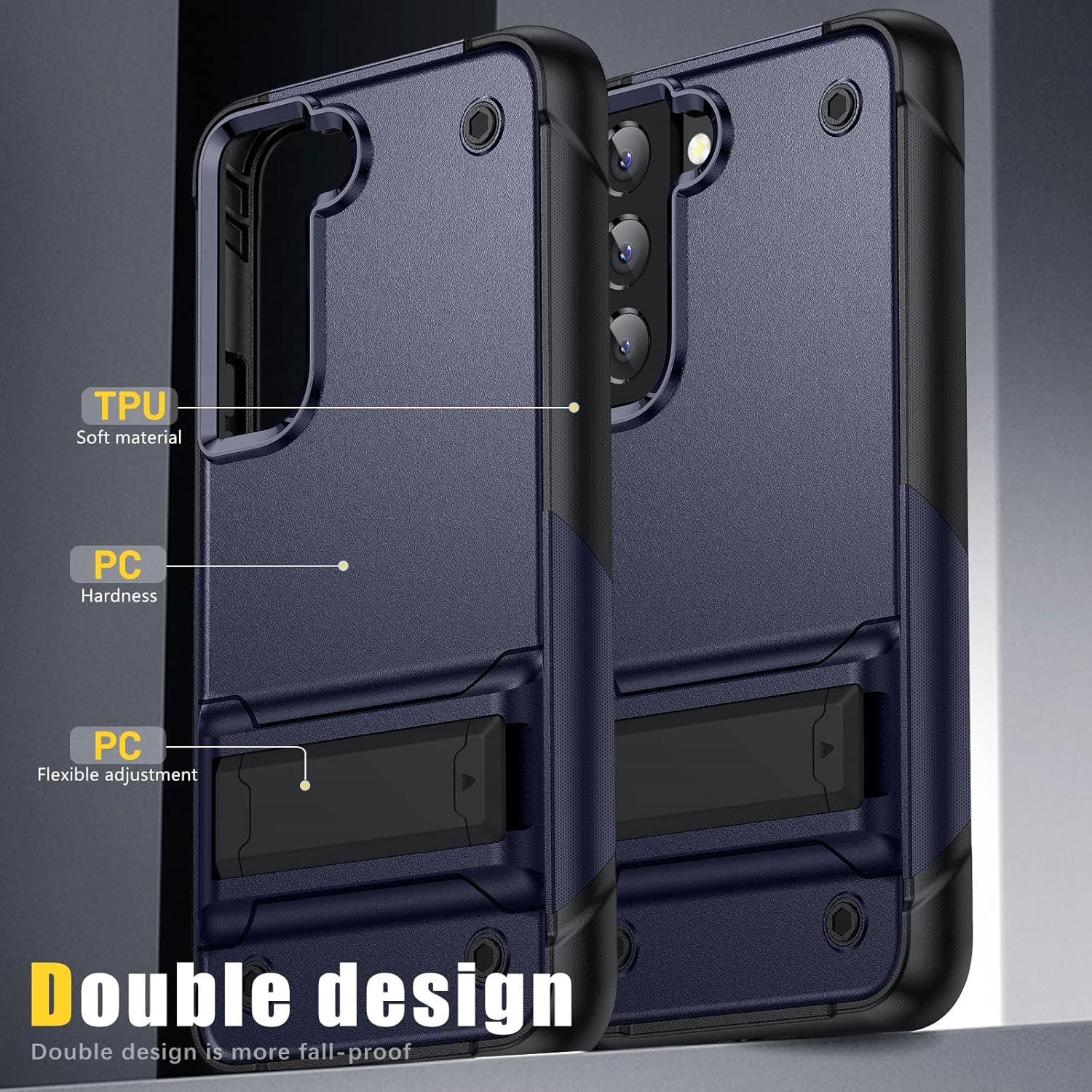 Asuwish Funda para Samsung Galaxy S22 5G con protector de pantalla de vidrio templado y soporte delgado, accesorios híbridos de grado militar, S 22