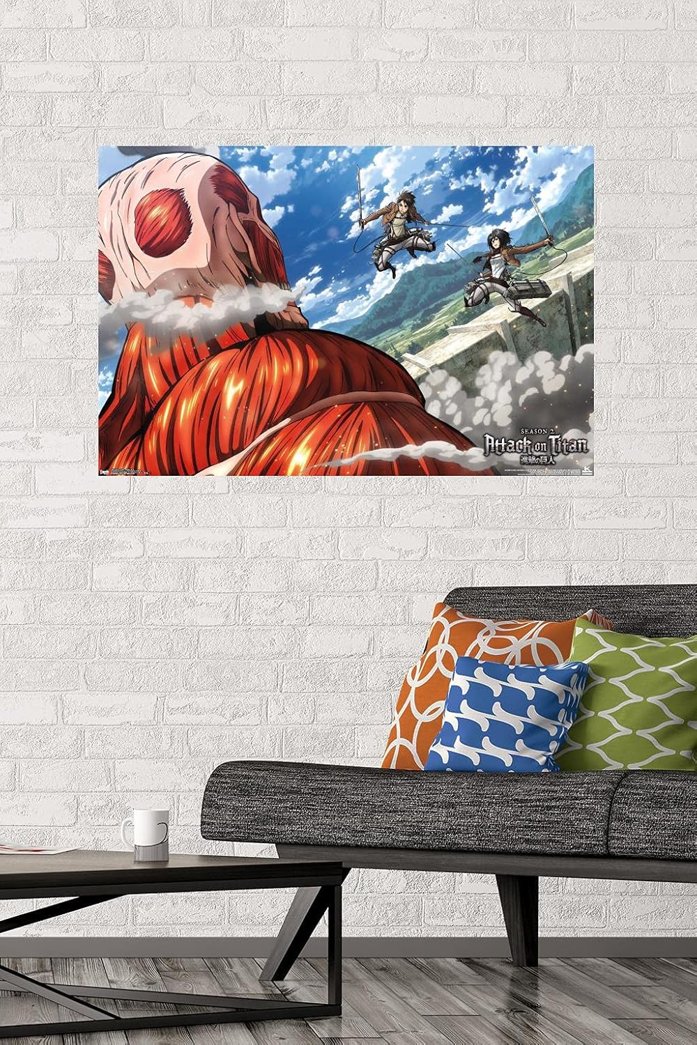 Trends International Attack on Titan – Póster de pared de doble equipo, 22.375 x 34 pulgadas, versión premium sin marco