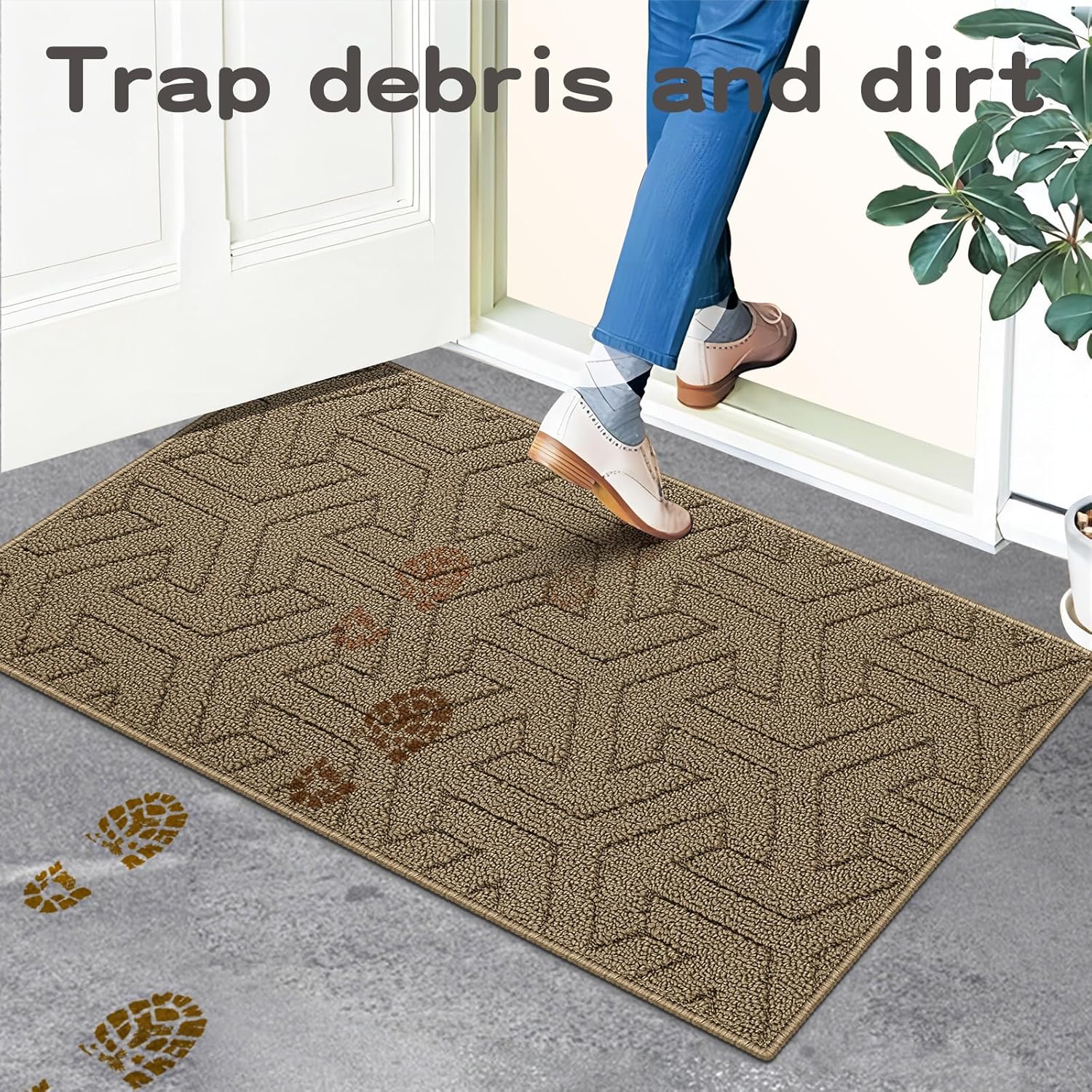 Villsure Tapete para puerta delantera, antideslizante, resistente a la suciedad, lavable de pelo bajo para el hogar, entrada, interior, patio,
