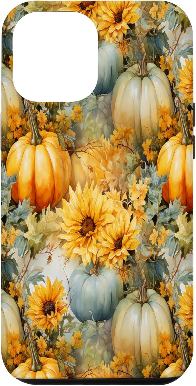 Funda para iPhone 12 Pro Max otoño flor otoño calabaza