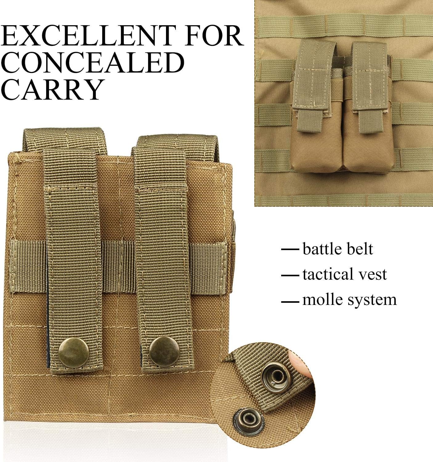 Kosibate Mag bolsa, bolsa de nylon para 0.354 in 1911 táctico Molle doble pistola pistola revista titular
