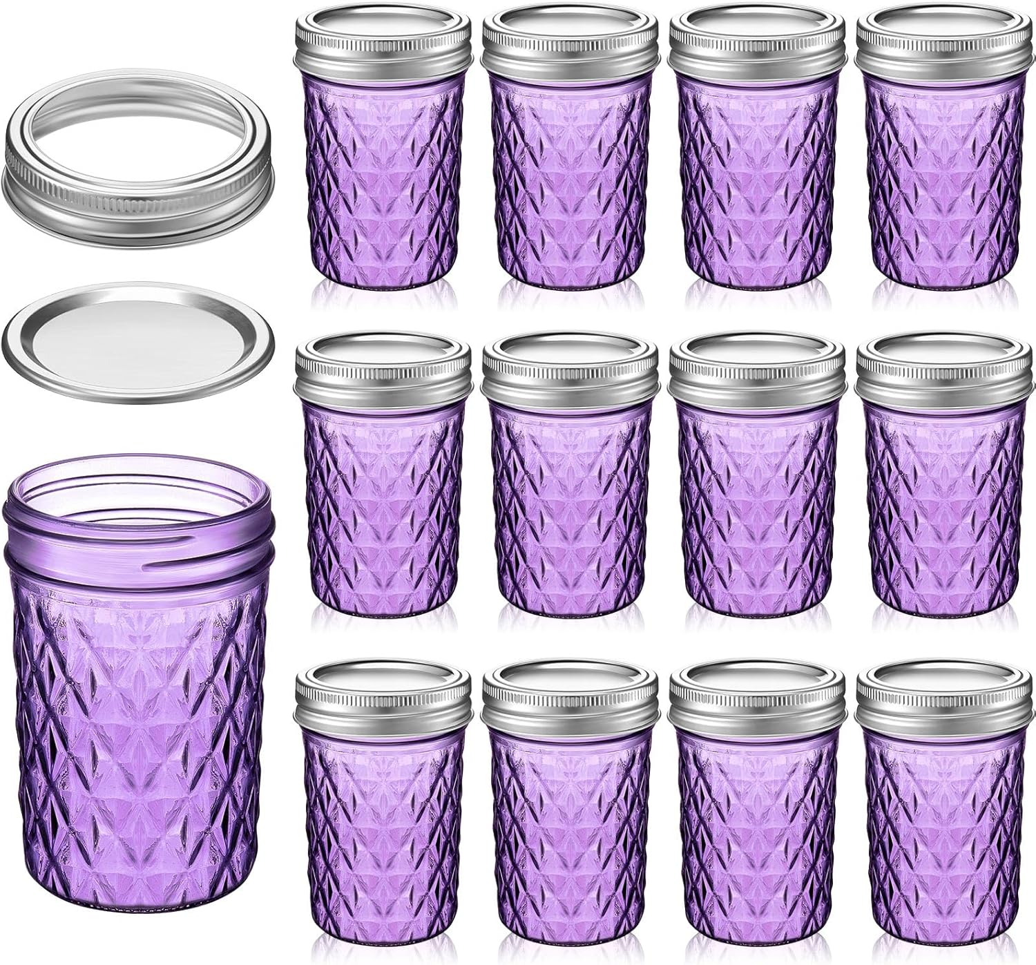 12 tarros de conservas Mason de 8 onzas con tapas regulares, mini tarros de miel para regalos de boda, baby shower, proyectos de bricolaje, velas,