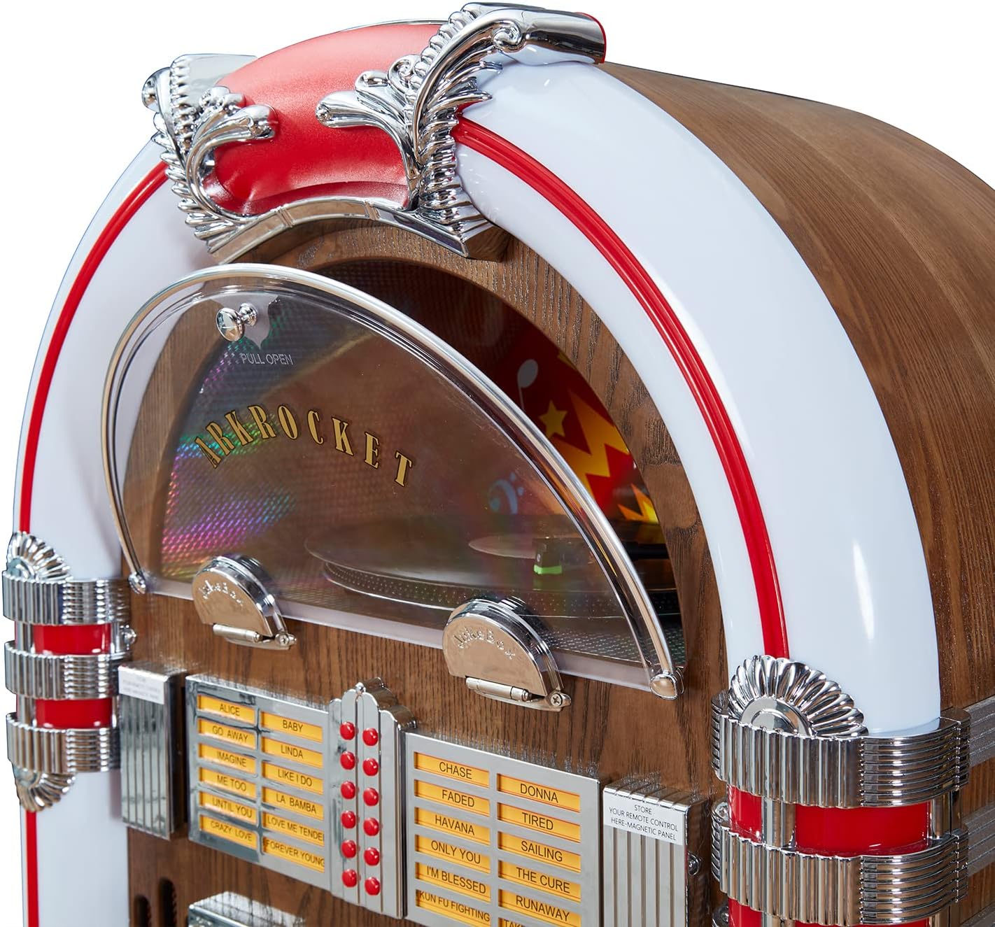 Saturn V – Jukebox reproductor de discos de vinilo de tamaño completo Bluetooth USB SD Reproductor de CD Radio Retro Classic Jukebox (Saturn V +