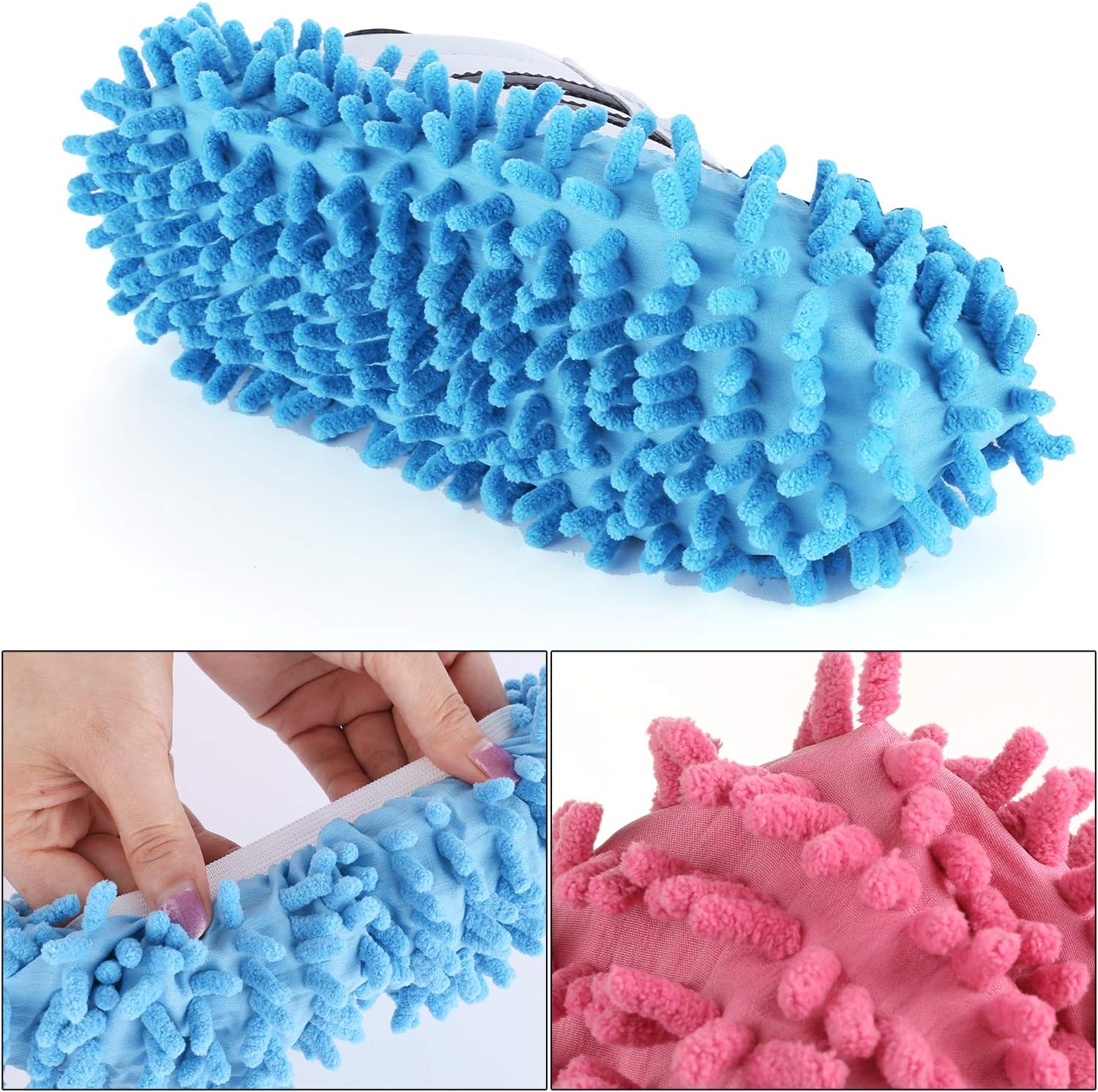 Zapatillas de fregona lavables, multifunción de microfibra para mopa de polvo, zapatos de limpieza de pisos, cubierta para el hogar