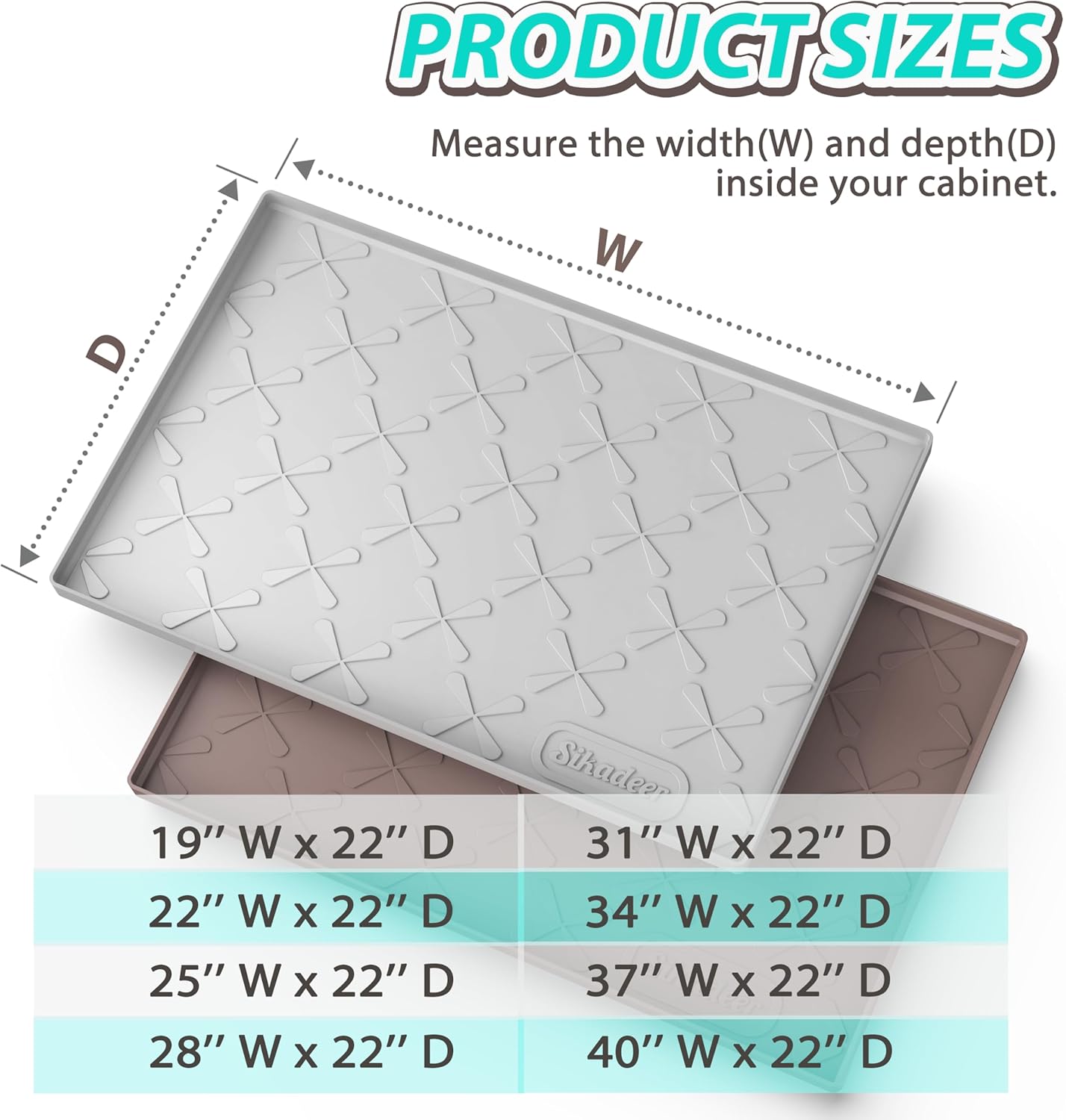 Tapete para debajo del fregadero para cocina, impermeable, 25 x 22 pulgadas, tapete de silicona para gabinete para baño, organizador debajo del