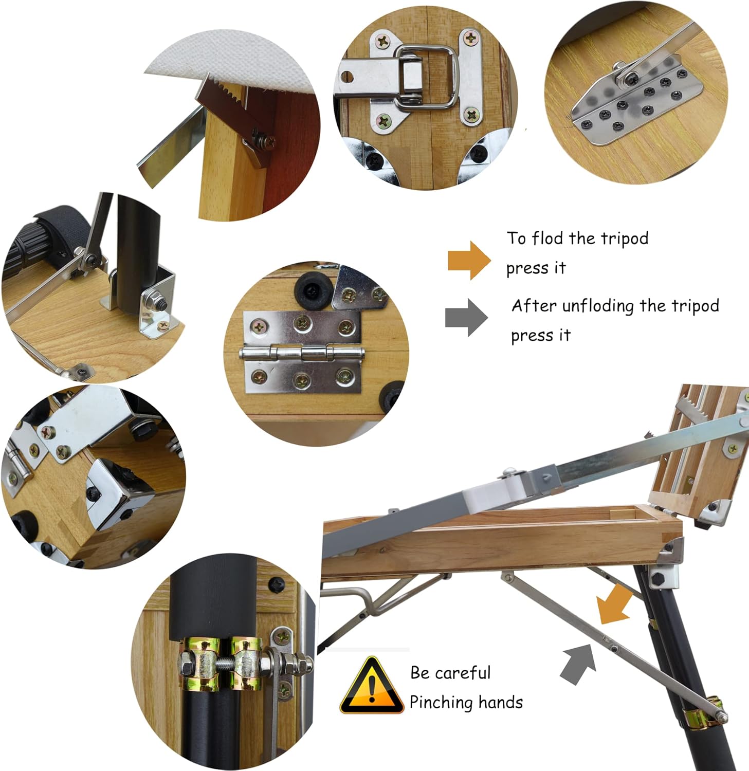 Caja de pochada para caballete de pintura al aire libre, trípode de viaje compacto de aluminio, 11.5 pulgadas de profundidad x 15.8 pulgadas de