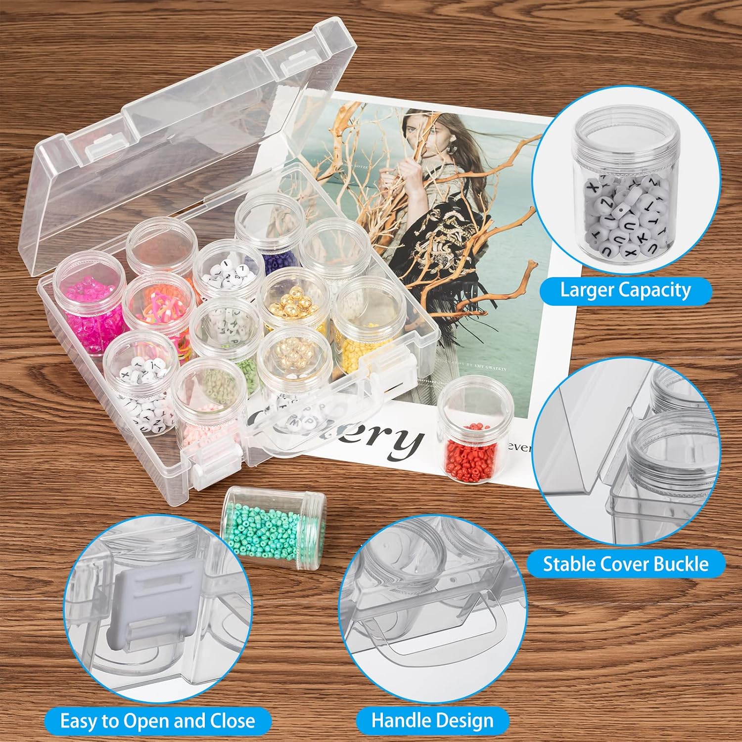 Caja organizadora de cuentas, caja de almacenamiento de arte de pintura de diamante, accesorios de arte de pintura de diamante, contenedores de