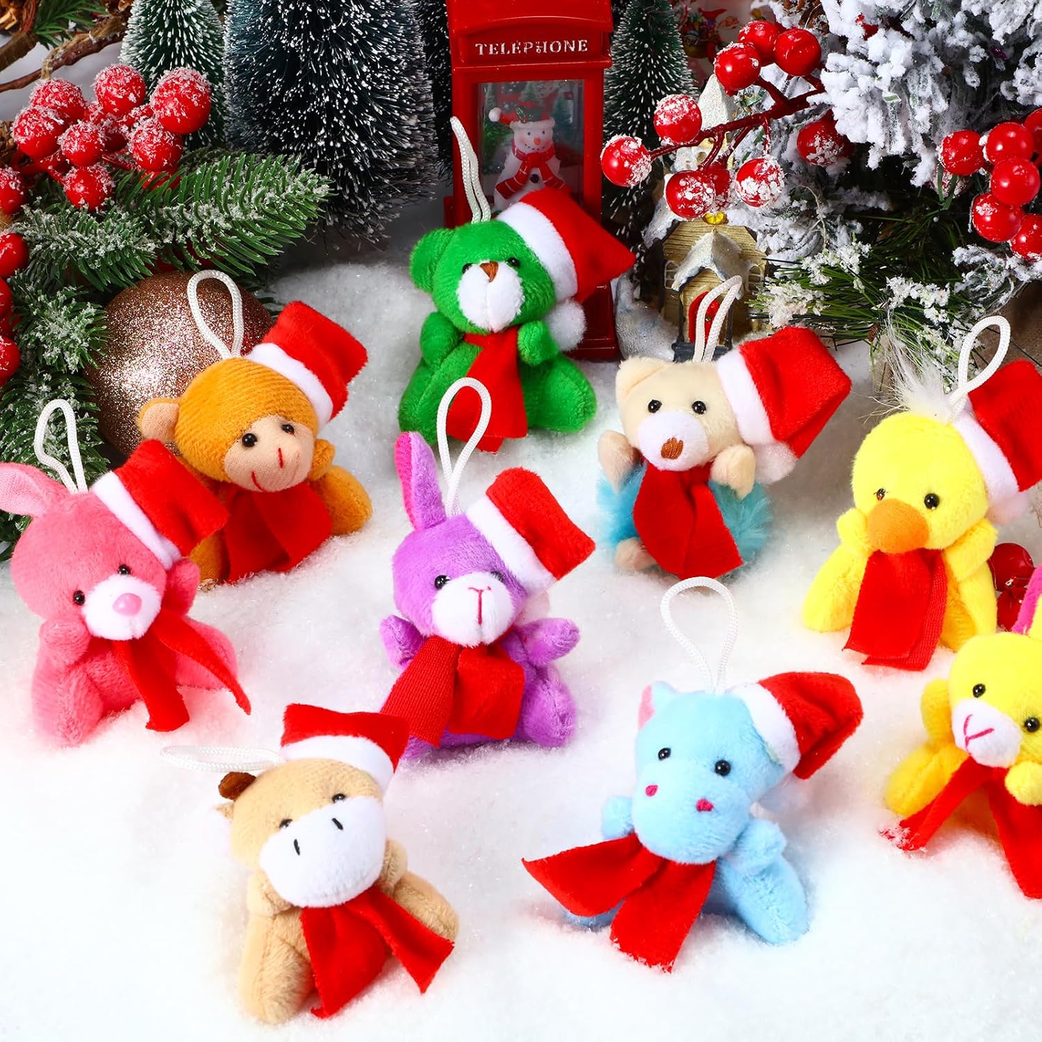 100 piezas de mini animales de peluche a granel, juguetes de animales pequeños a granel, llavero, decoración de fiestas, rellenos de huevos de