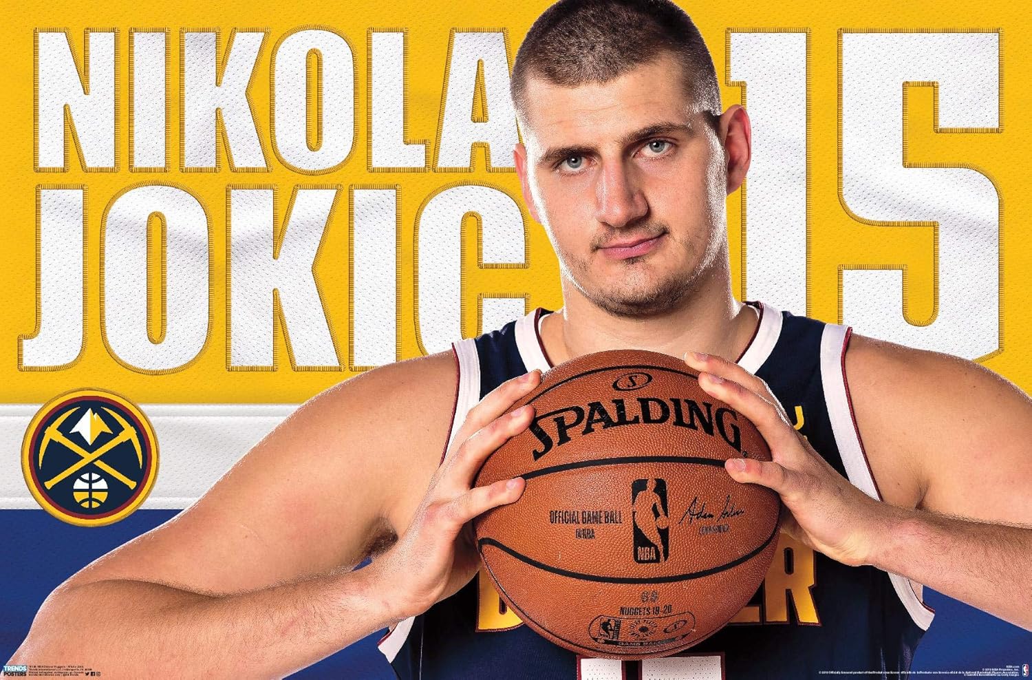 Trends International NBA Denver Nuggets – Póster de pared Nikola Jokic 19, 22.375 x 34 pulgadas, versión sin marco
