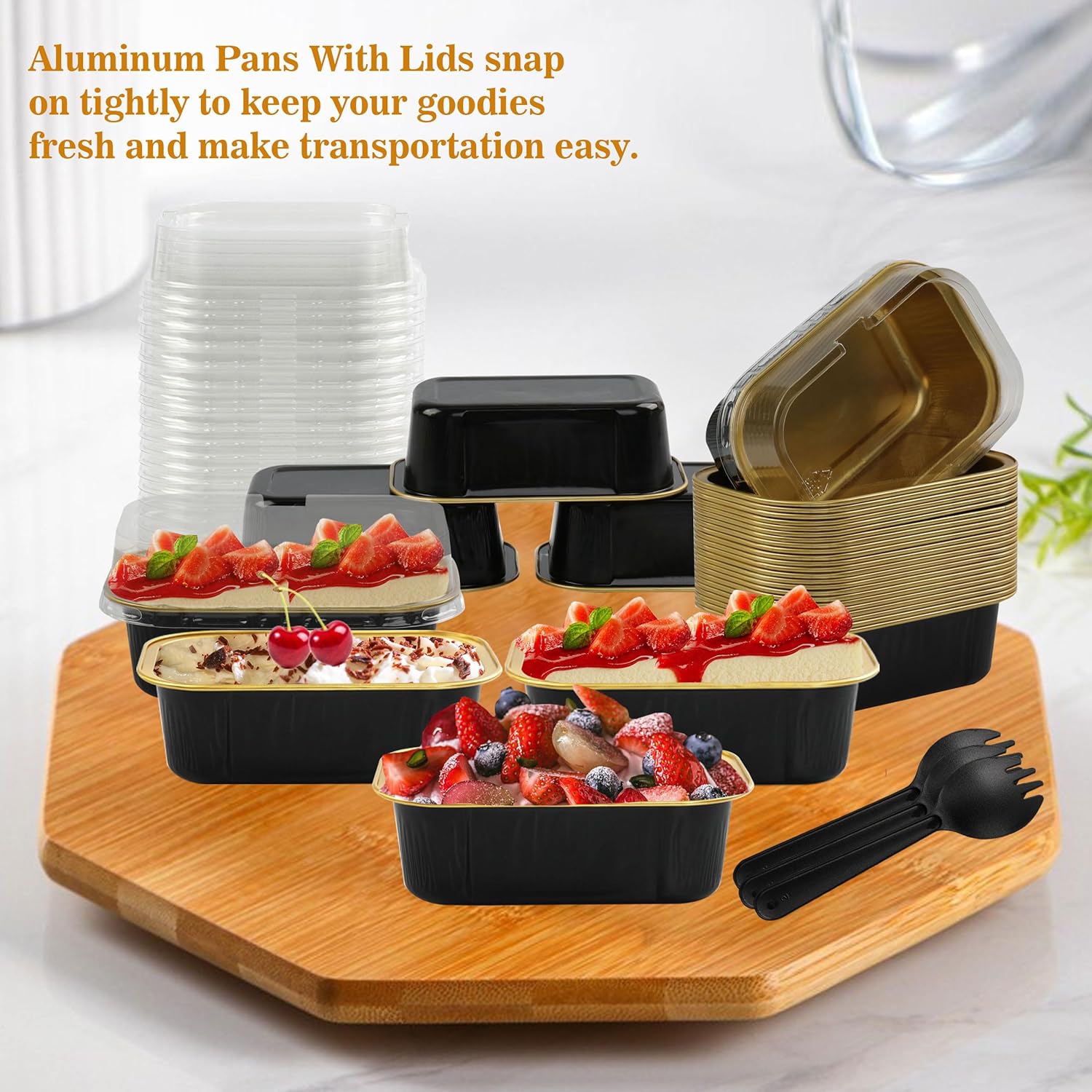 BAKINGPAK Tazas para hornear con tapas, 30 moldes para pasteles de 5.5 onzas, mini moldes para pasteles con tapas, moldes para magdalenas con tapas,