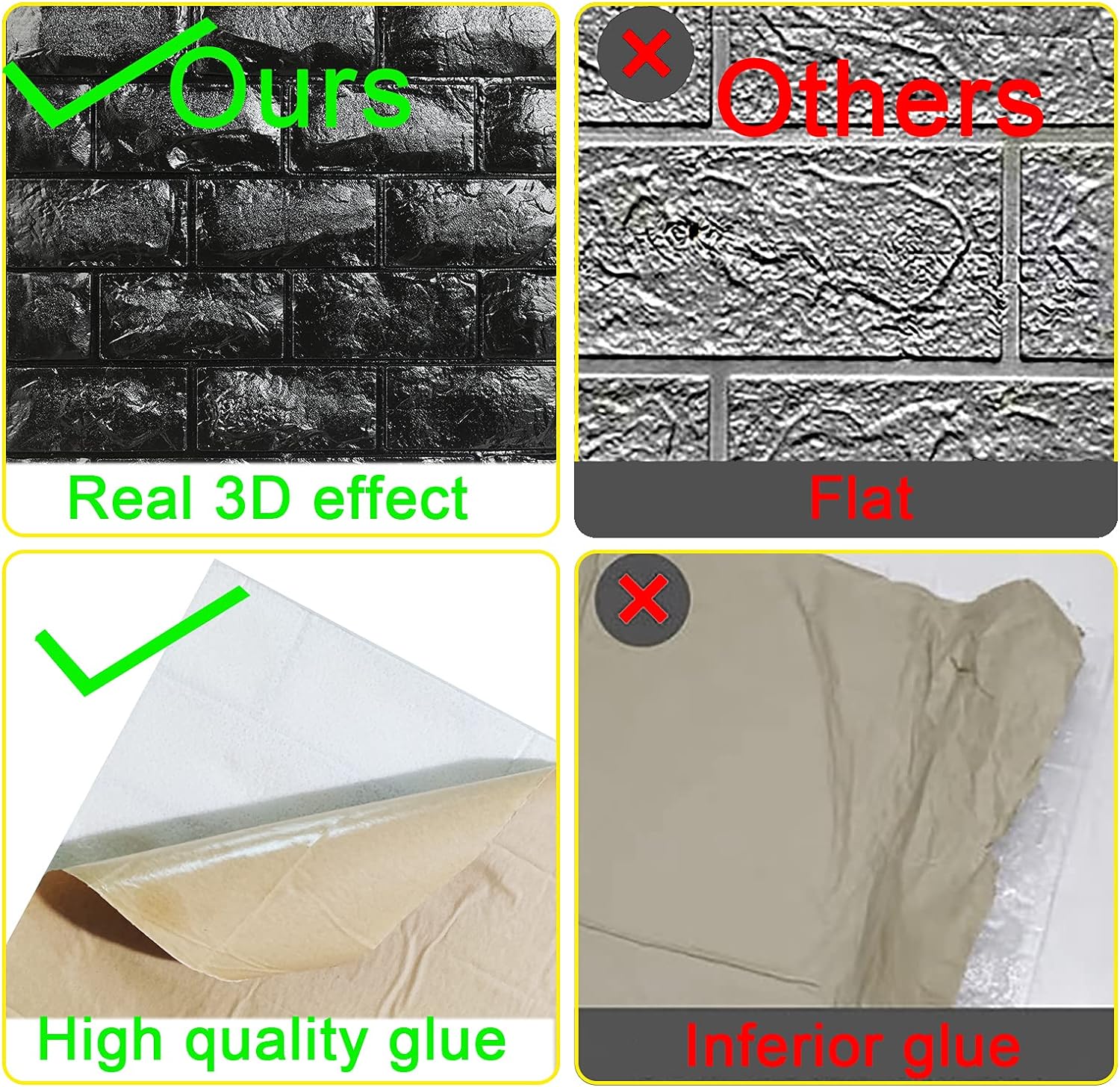 20paneles autoadhesivos 3D impermeables para pared, con ladrillos negros, se pueden pintar, papel tapiz con ladrillos falsos, paneles para