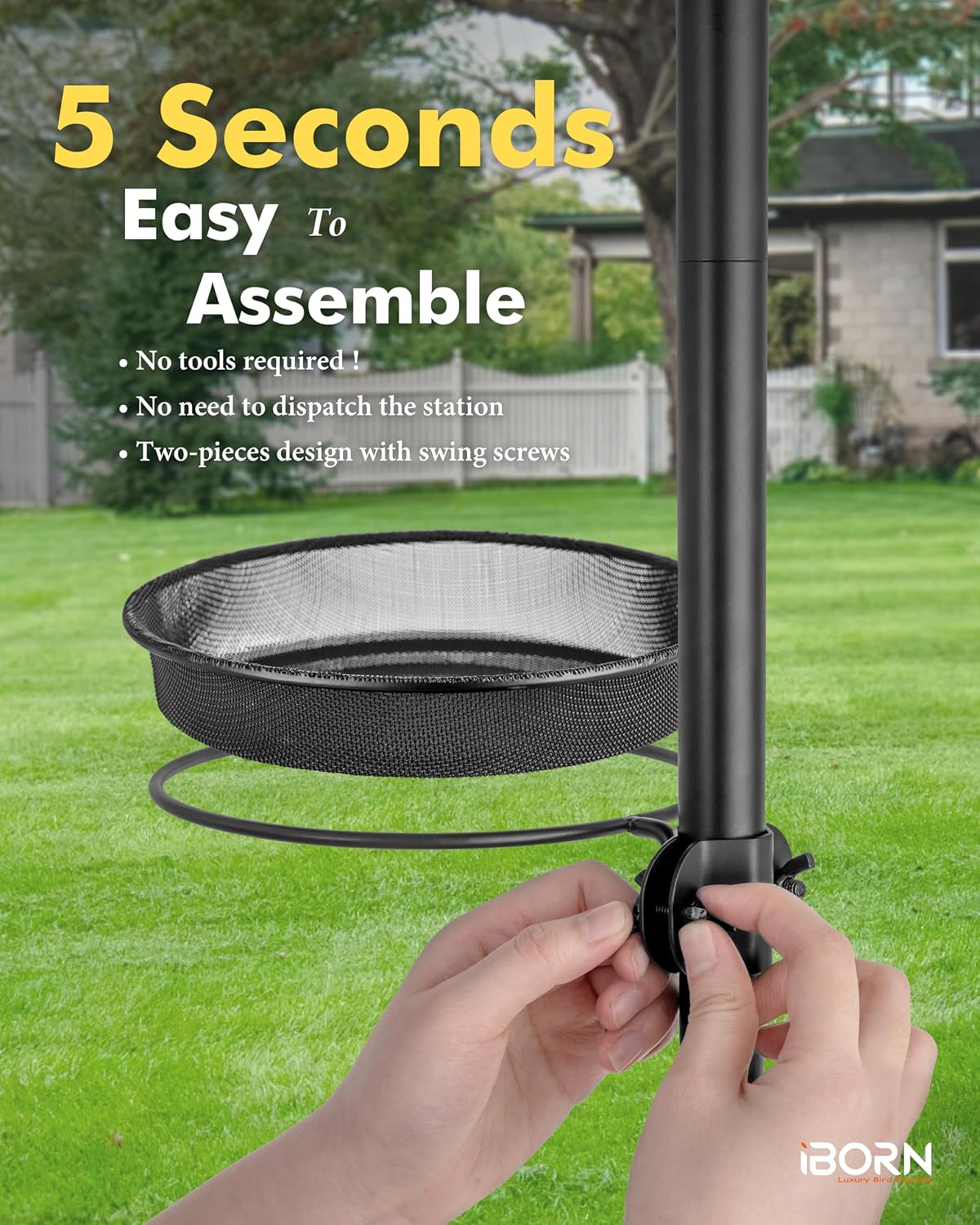 iBorn Bandeja de malla y anillo para comederos de pájaros de 1 pulgada, accesorio al aire libre para comederos de pájaros para colibríes para