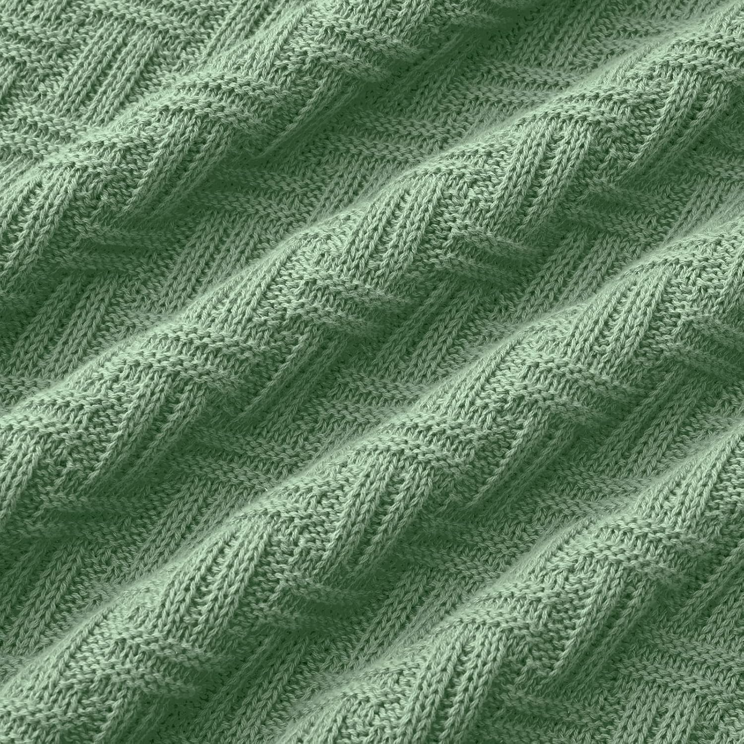 TREELY Manta de punto 100% algodón para sofá (50 x 60 pulgadas, verde salvia oscuro)