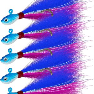 Alwonder Paquete de 5 plantillas de cola de bucle, señuelos de pesca de cola de buque de agua salada, cabeza de plantilla de pesca de surf, anzuelo Alwonder Paquete de 5 plantillas de cola de bucle, señuelos de pesca de cola de buque de agua salada, cabeza de plantilla de pesca de surf, anzuelo