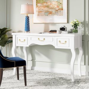 Tribesigns Escritorio para computadora con 3 cajones, escritorio blanco de oficina en casa de 47 pulgadas con almacenamiento, mesa de estudio de Tribesigns Escritorio para computadora con 3 cajones, escritorio blanco de oficina en casa de 47 pulgadas con almacenamiento, mesa de estudio de