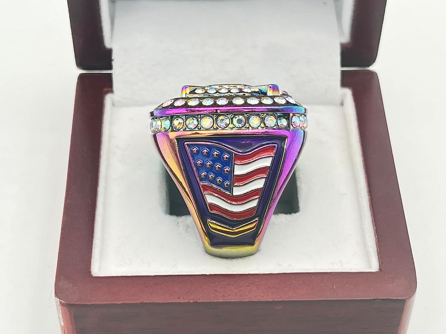 Anillos deportivos de descuento ANILLO CAMPEÓN DE PLACA DE CASA  CUERPO DE ARCO IRIS, PIEDRA PRISMÁTICA, ARCO IRIS PINTURA Anillo de béisbol de