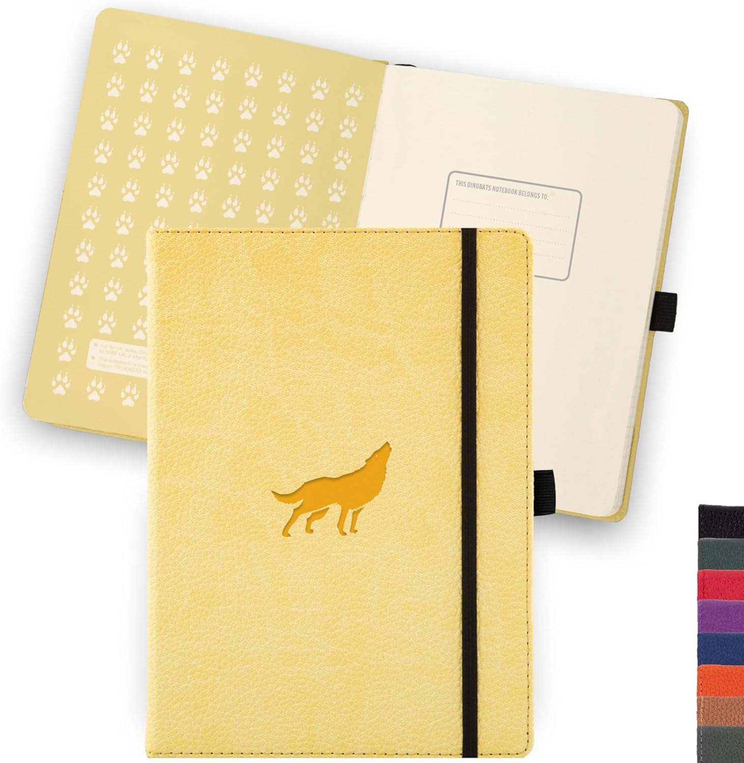 Dingbats* Diario de puntos de vida silvestre A5 – Tapa dura de cuero vegano, ideal para el trabajo, viajes, bolsillo, cierre elástico, marcapáginas