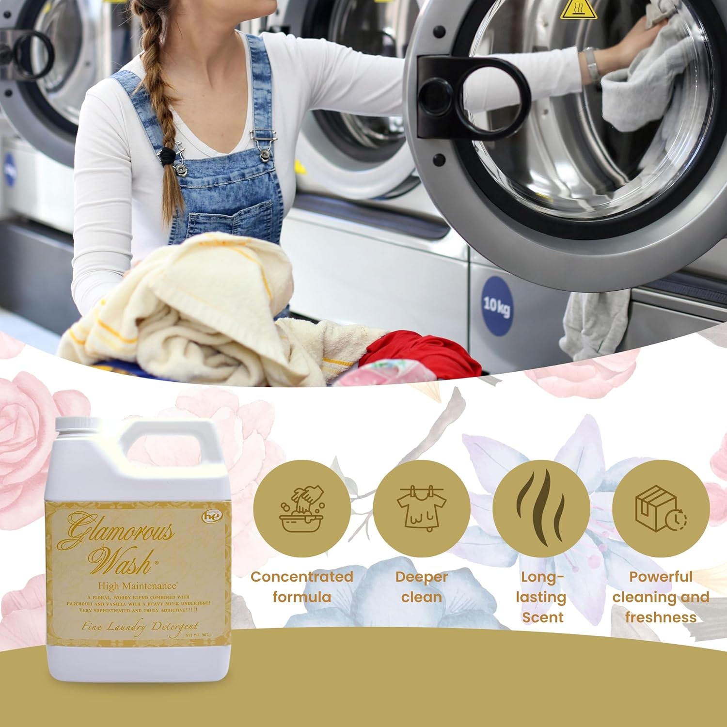 Worldwide Nutrition Paquete, 2 artículos Tyler Glamorous Wash Detergente líquido de alto mantenimiento con aroma fino para ropa – Contenedor de